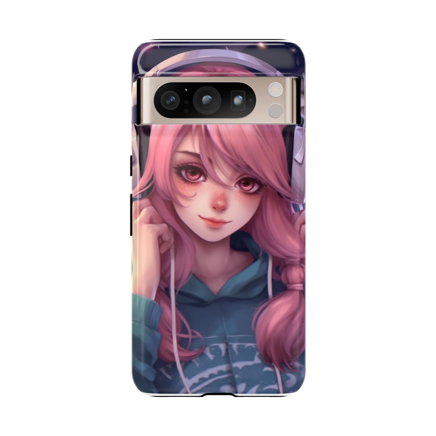 Anime Music Girl Phone Case - Cute Aesthetic Cover for iPhone, Samsung & Google Pixel, Girly Phone Case, Kawaii Lover Gift