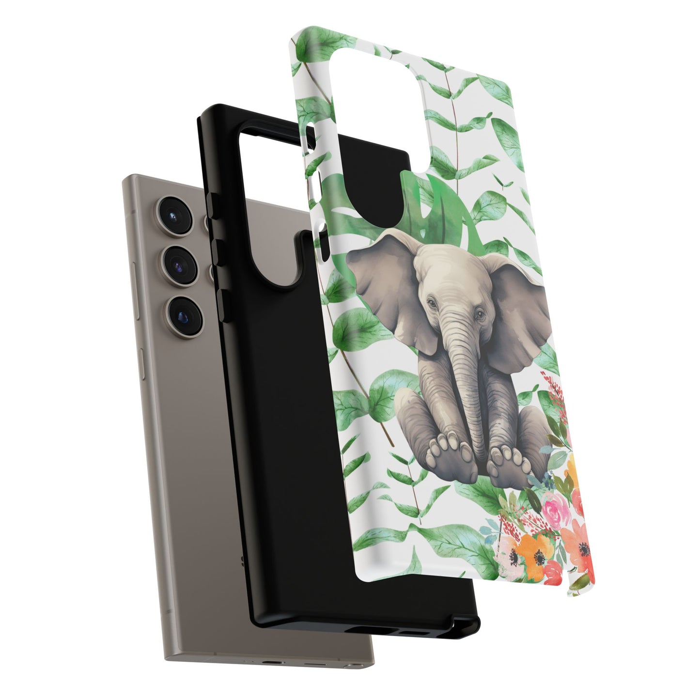 Cute Baby Elephant Mobile Cover – Floral & Tropical Aesthetic