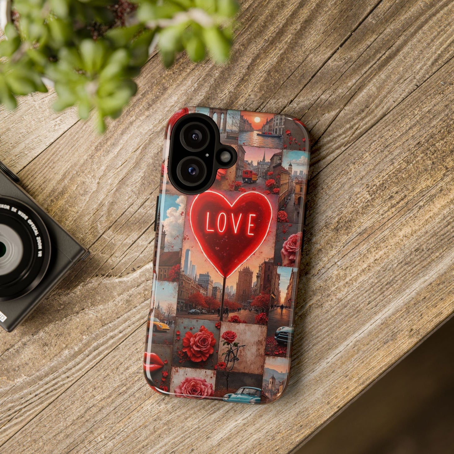 Neon Love Heart & Rose Phone Case