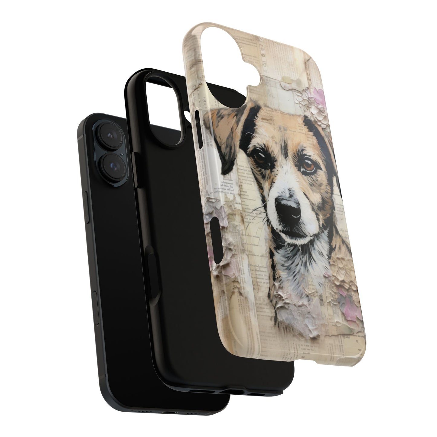 Vintage Collage Dog Portrait Mobile Cover – Artistic Mixed Media Design