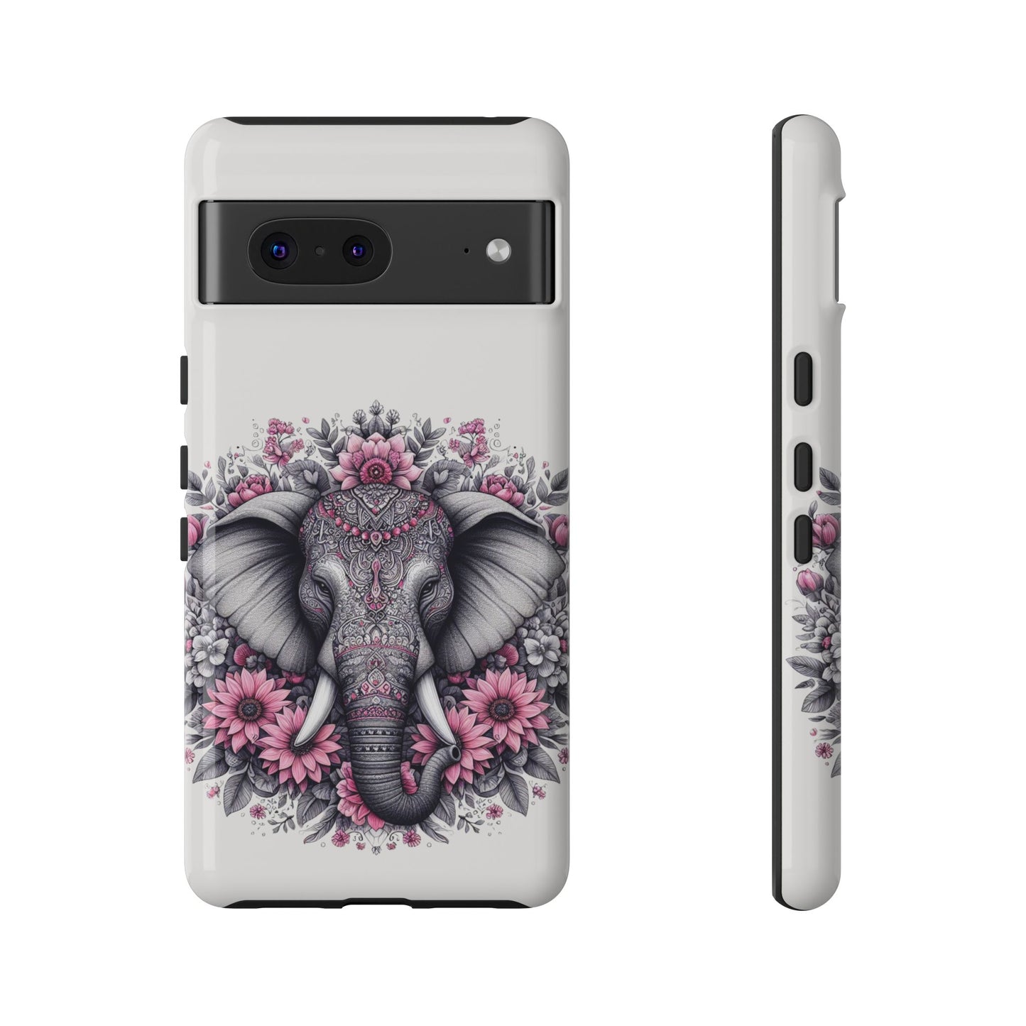 Intricate Floral Elephant Mobile Cover – Mandala-Inspired Boho Art