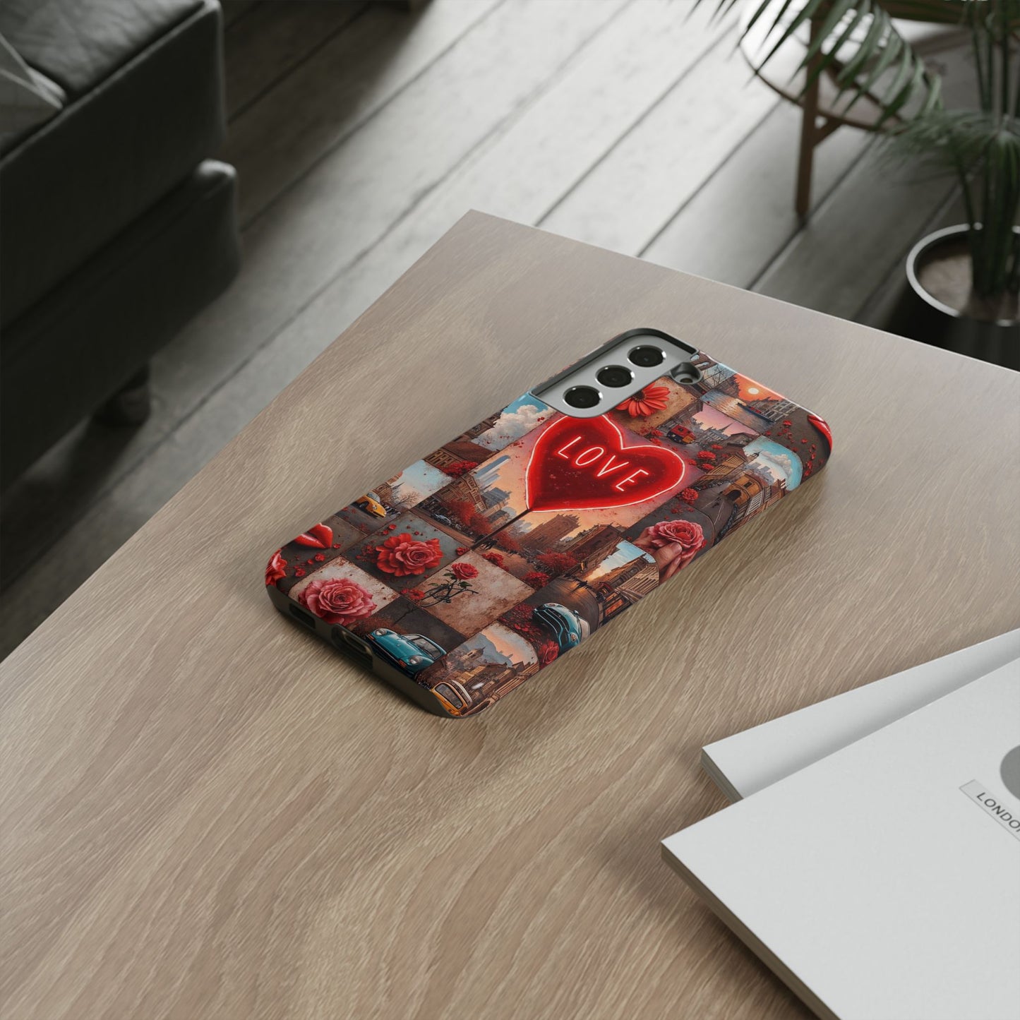 Neon Love Heart & Rose Phone Case