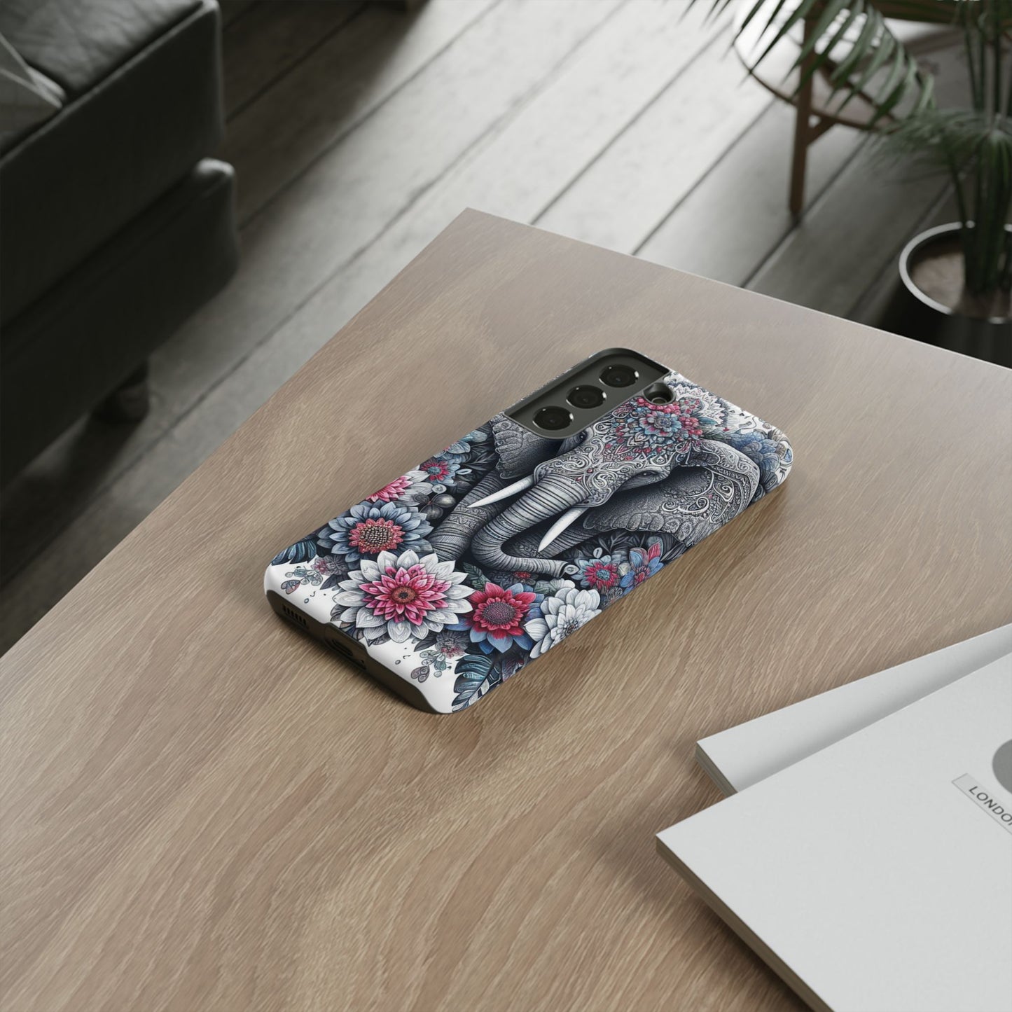 Regal Mandala Elephant Mobile Cover – Ornate Floral Art