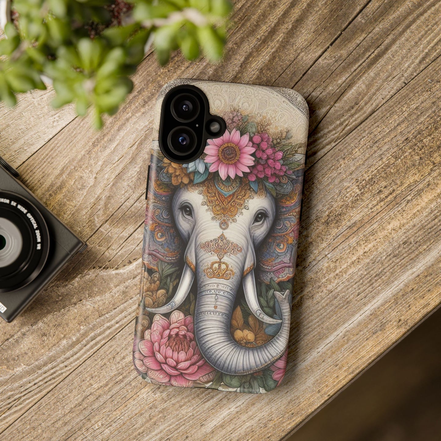 Elegant Floral Elephant Mobile Cover – Royal Mandala Art