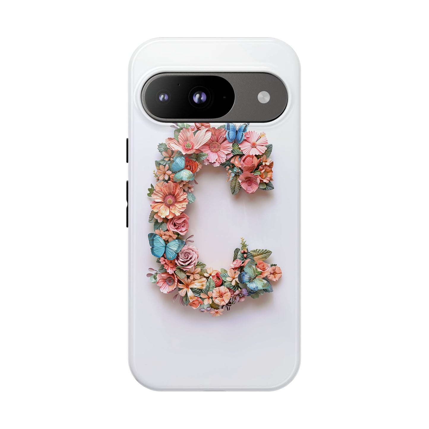 Floral Letter C Phone Case β Personalized Aesthetic Cover for iPhone, Samsung & Google Pixel