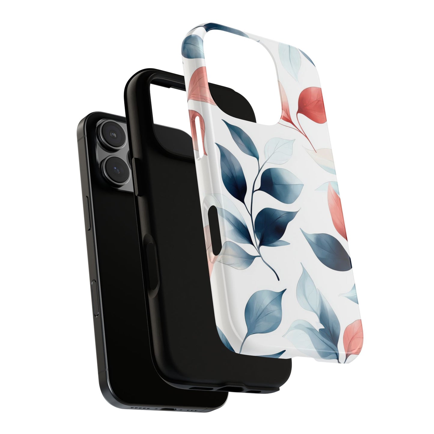 Blush & Blue Botanical Leaves Phone Case | Soft Nature-Inspired Design for iPhone, Pixel & Samsung