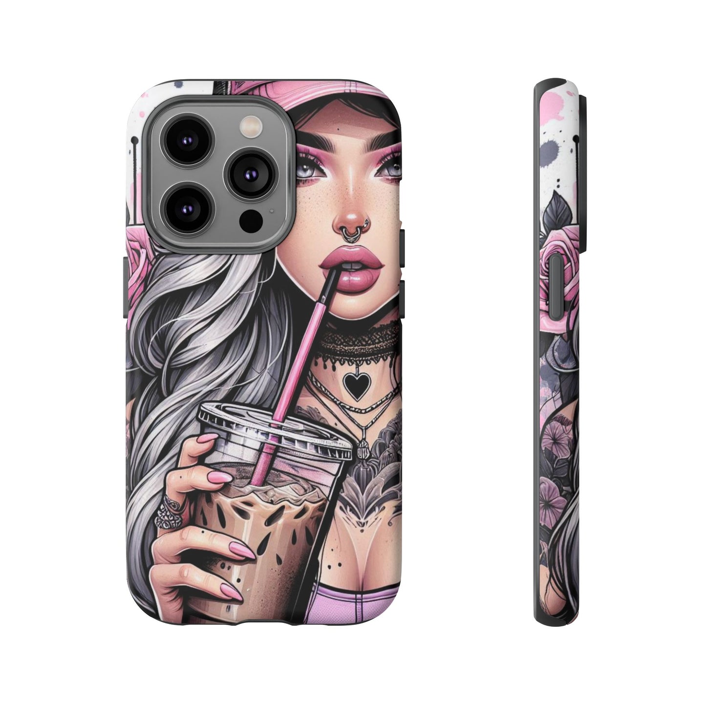 Pink Aesthetic Rebel – Iced Coffee & Inked Beauty Mobile Cover