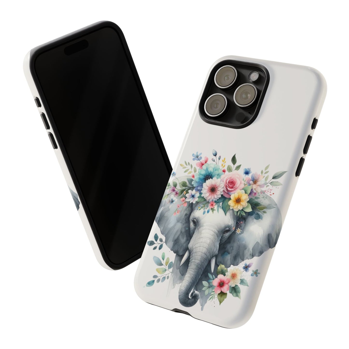 Floral Crown Elephant Mobile Cover – Elegant Watercolor Art