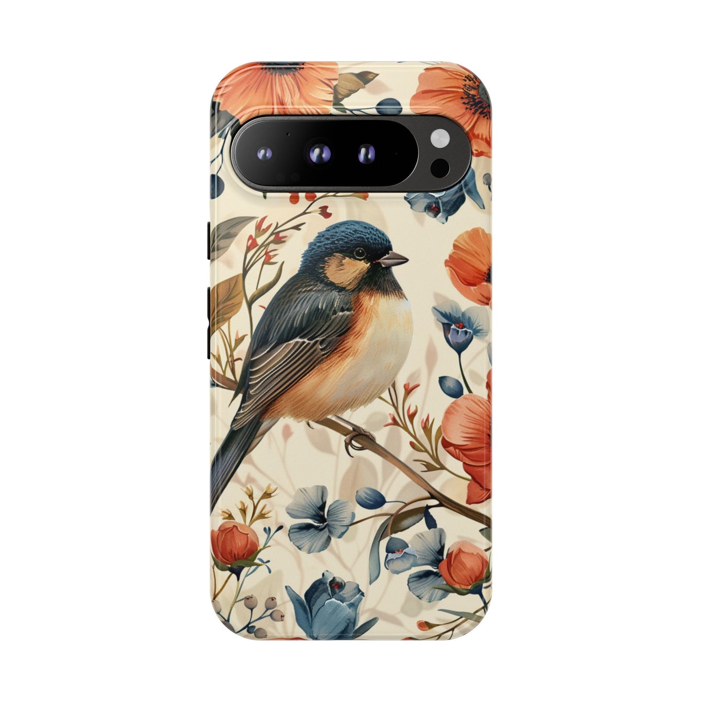 Floral Bird Phone Case - Elegant Nature-Inspired Cover for iPhone, Samsung & Google Pixel