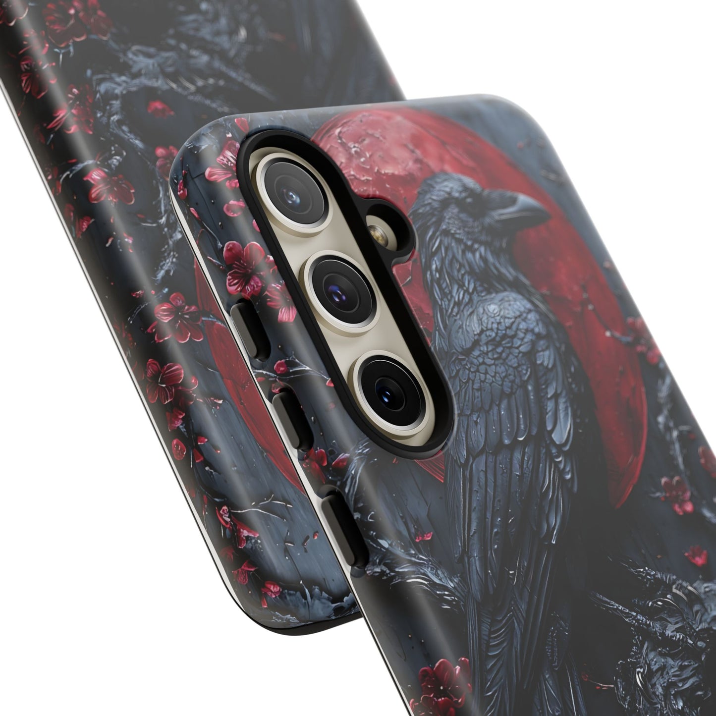 Gothic Sculpture Of Raven On Charcoal Tree Branch phone case design