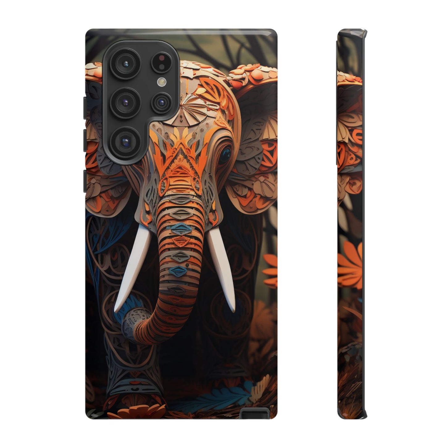 Elegant Artistic Elephant Mobile Cover – Intricate Paper-Cut Design