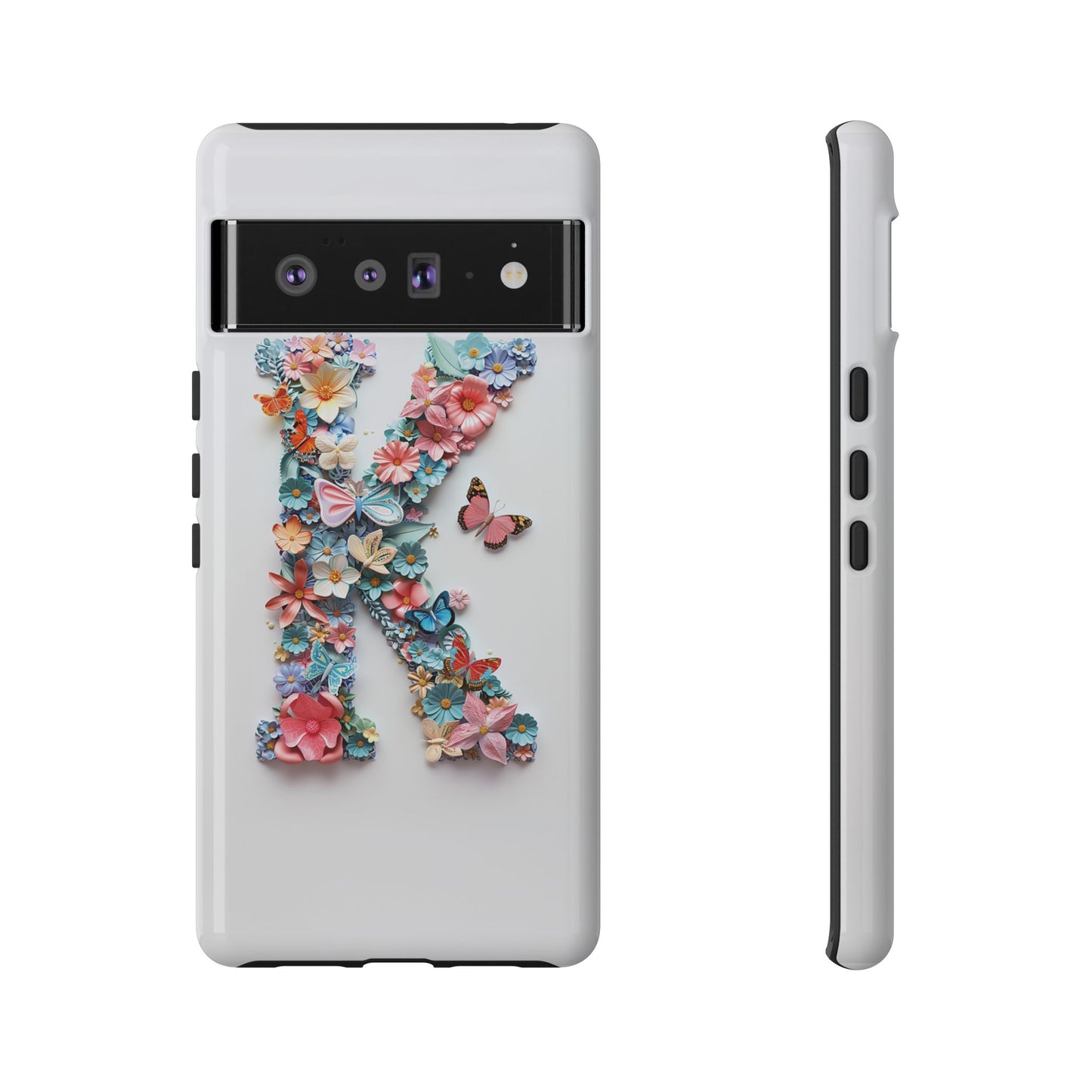 Floral Letter K Phone Case β Personalized Aesthetic Cover for iPhone, Samsung & Google Pixel