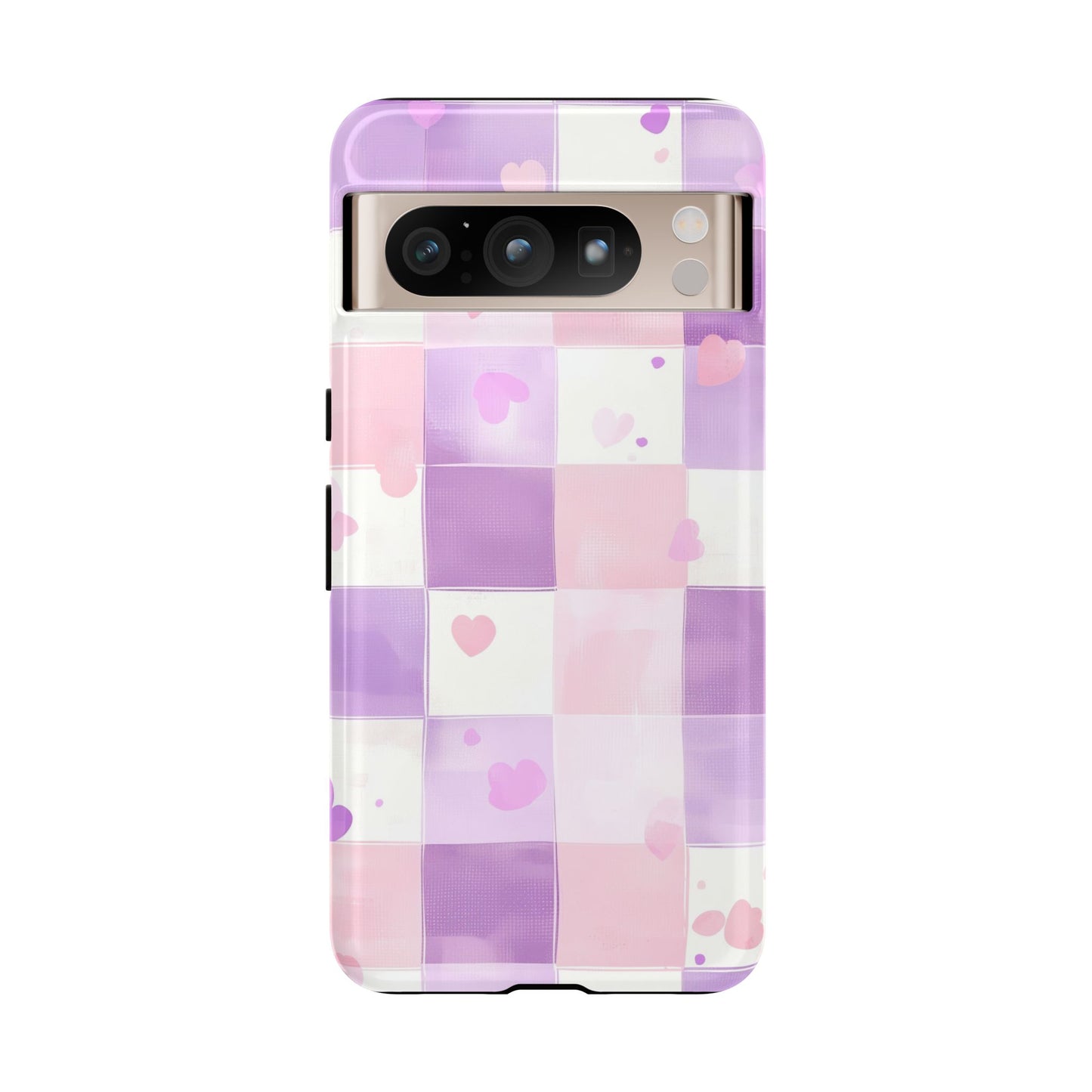 Kawaii Heart Gingham Phone Case for iPhone, Samsung, Google Pixel