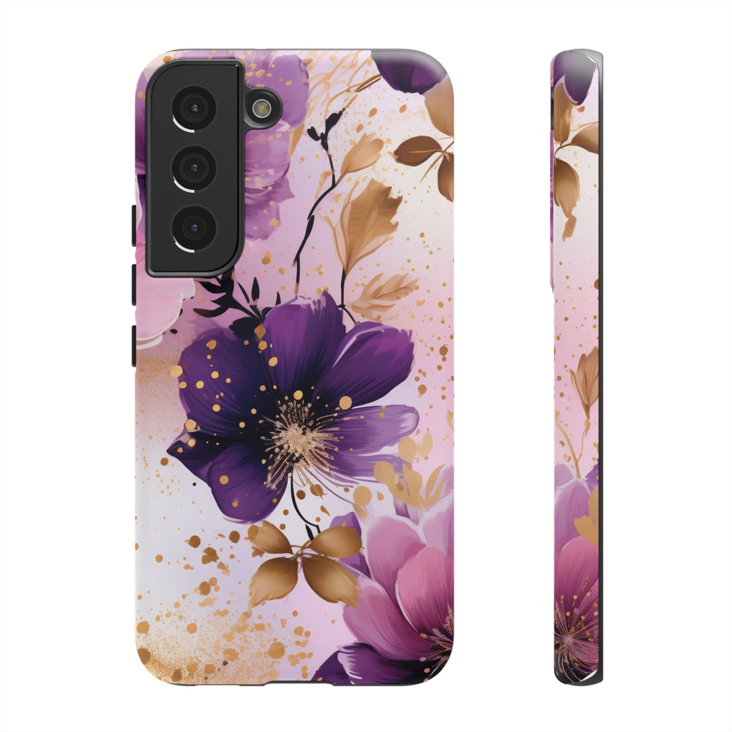 Luxury Purple & Gold Floral Aesthetic Mobile Case