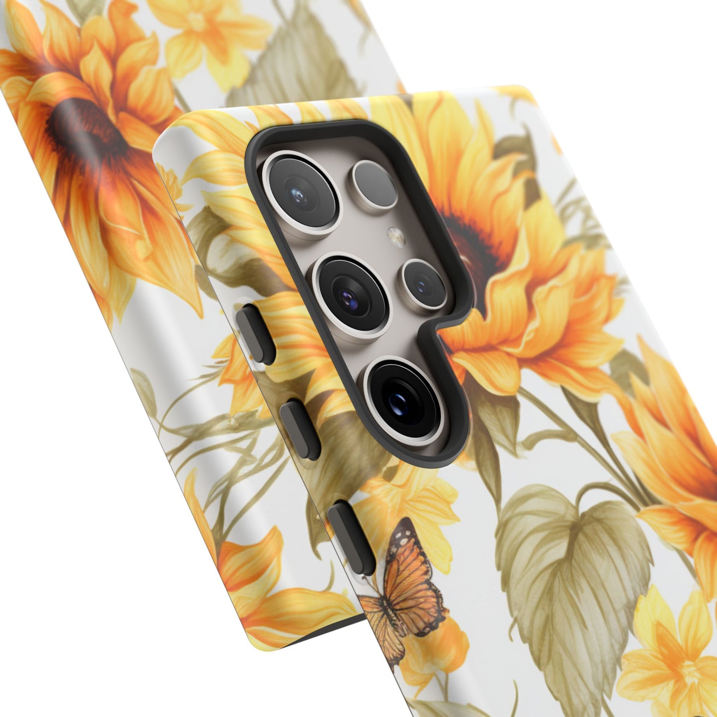 Golden Sunflower & Butterfly Phone Case – Warm & Elegant