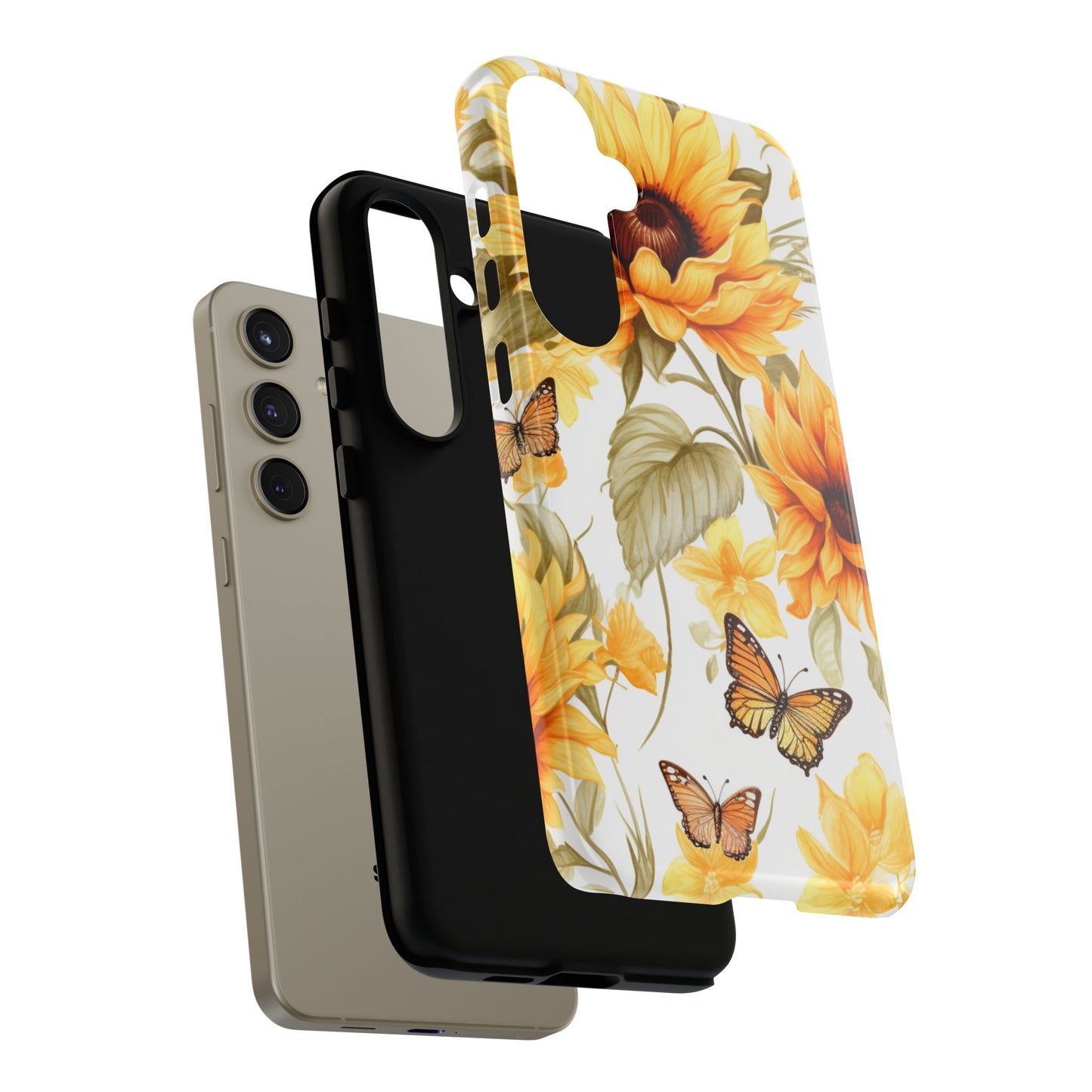 Golden Sunflower & Butterfly Phone Case – Warm & Elegant