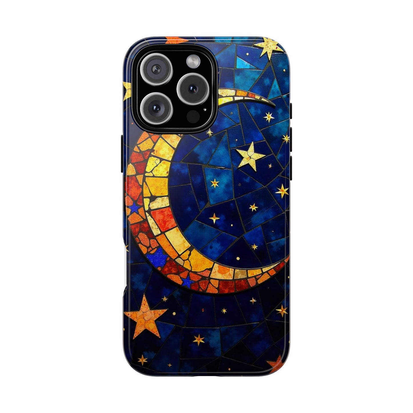 Celestial Crescent: Vibrant Moon and Stars Phone Case