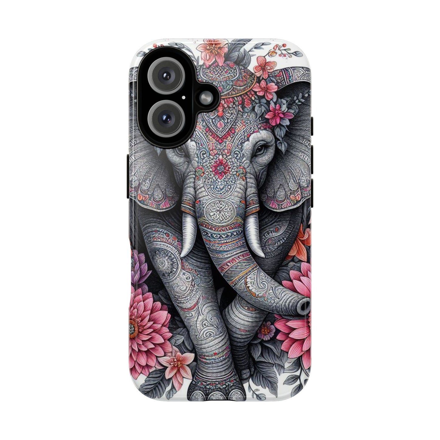 Bohemian Floral Elephant Mobile Cover – Intricate Mandala Art