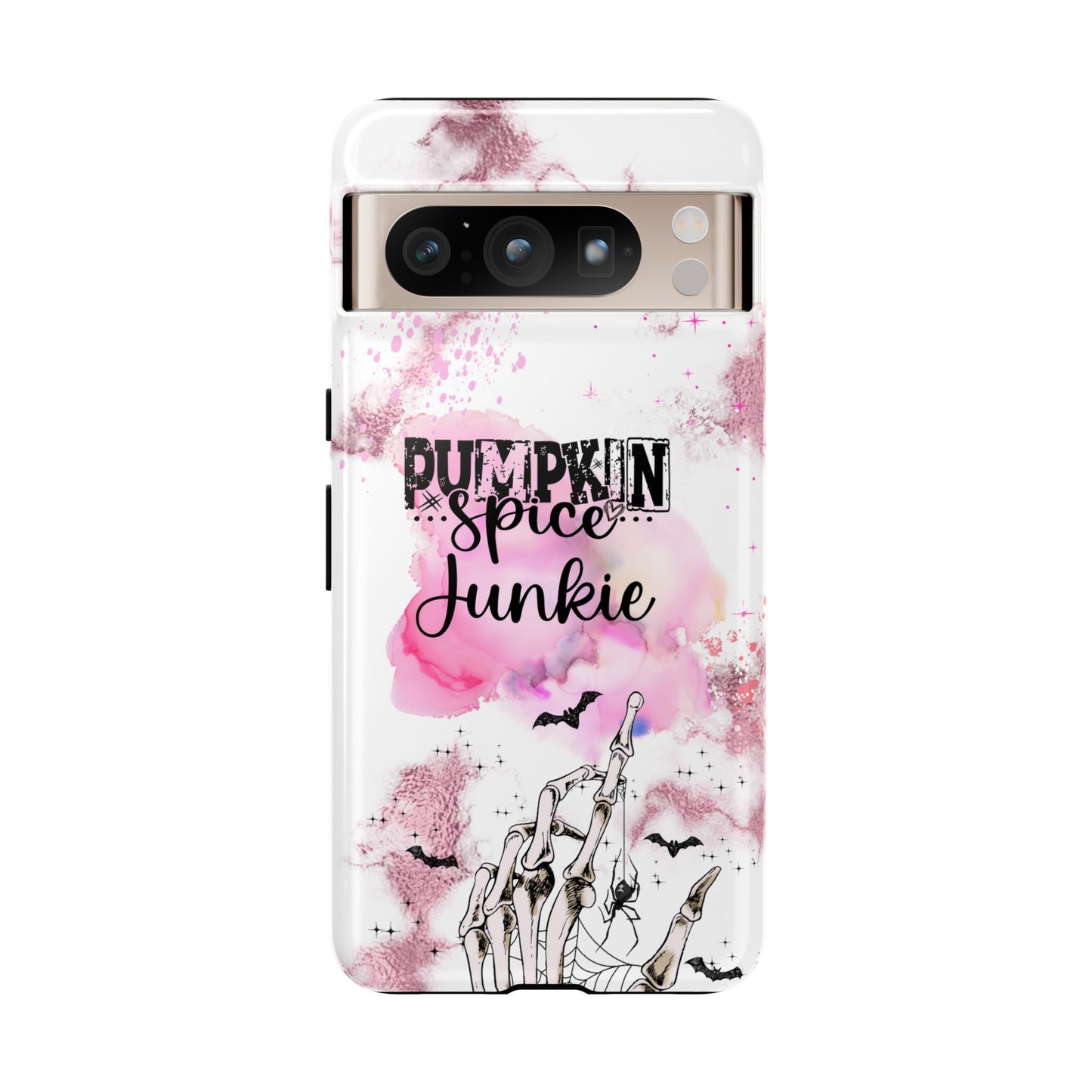 Pumpkin Spice Junkie Phone Case - Fall Aesthetic Cover for iPhone, Samsung & Google Pixel, Skeleton Hand Phone Case, Watercolor Phone Cover, Girly Phone Case