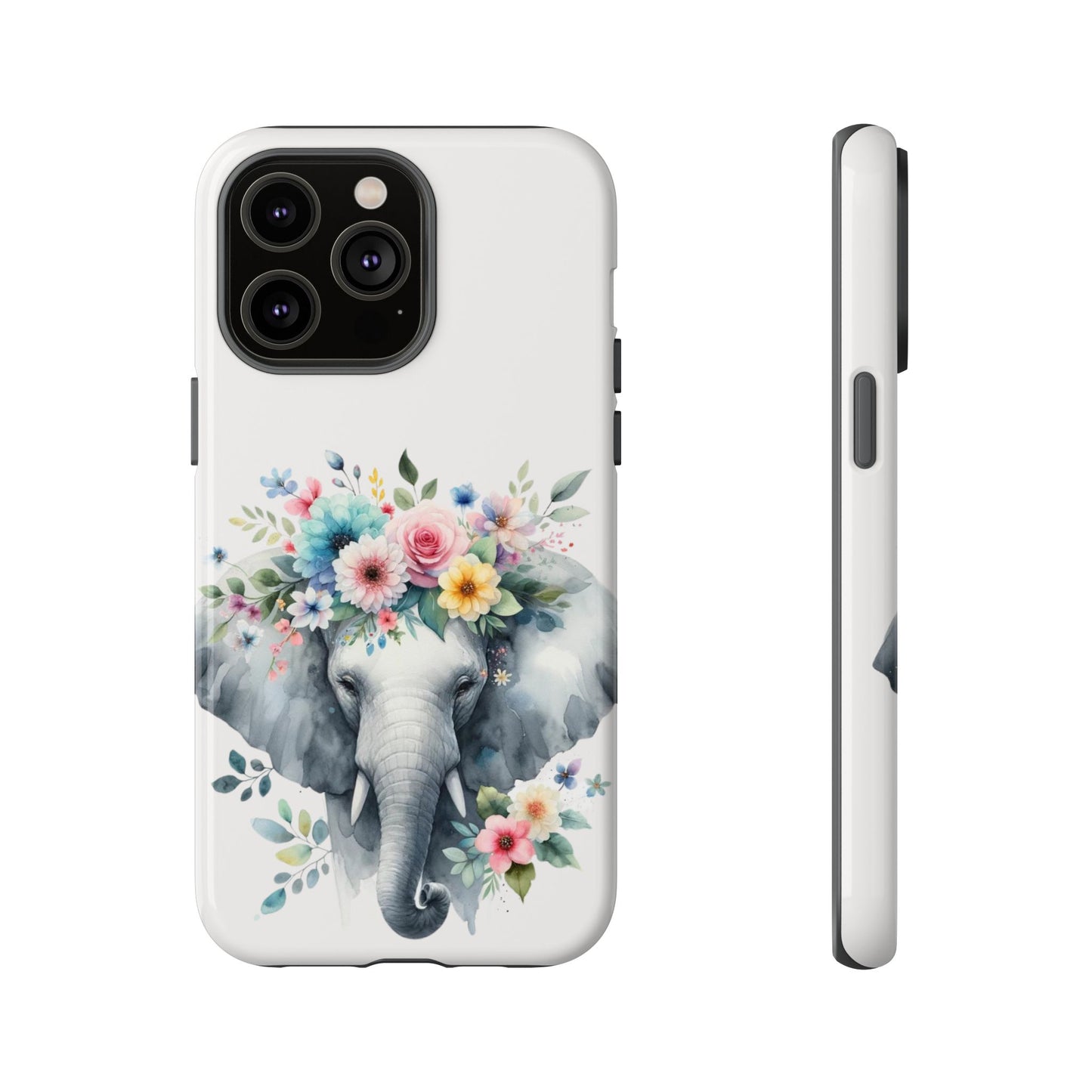 Floral Crown Elephant Mobile Cover – Elegant Watercolor Art