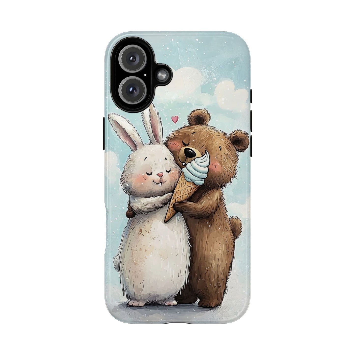 Cozy Bunny & Bear Ice Cream Love - Cute Anime Phone Case for iPhone, Samsung, Google Pixel