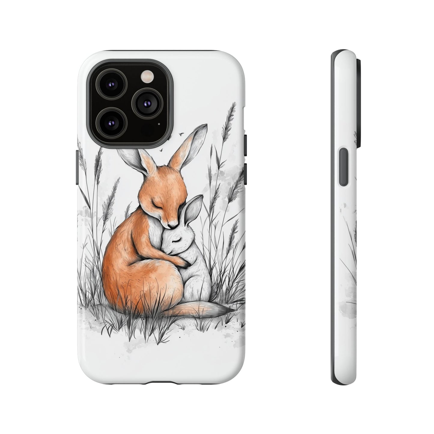 Bunny Embrace: Watercolor Woodland Hug Phone Case for iPhone, Samsung & Pixel