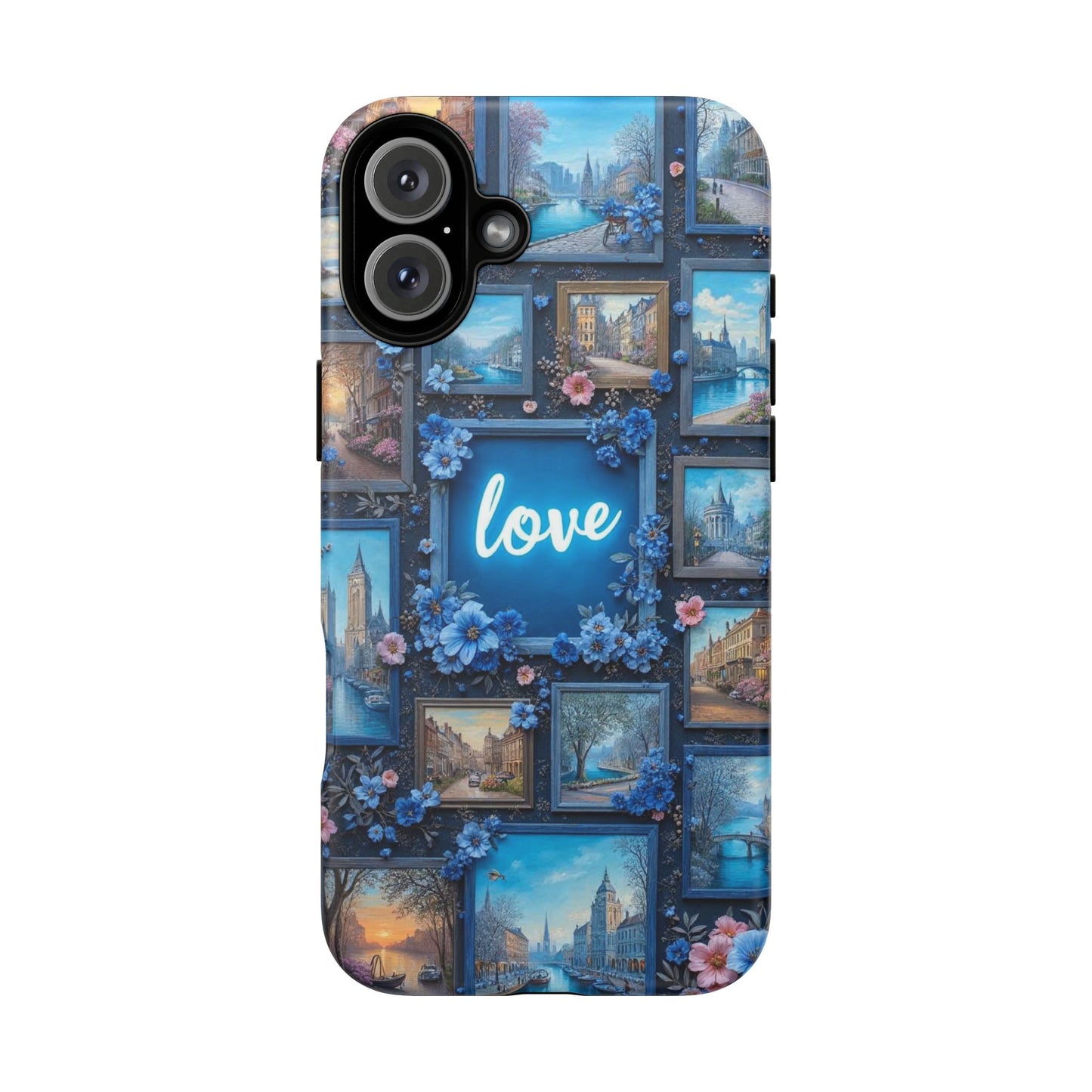 Blue Floral Love Frame Phone Case