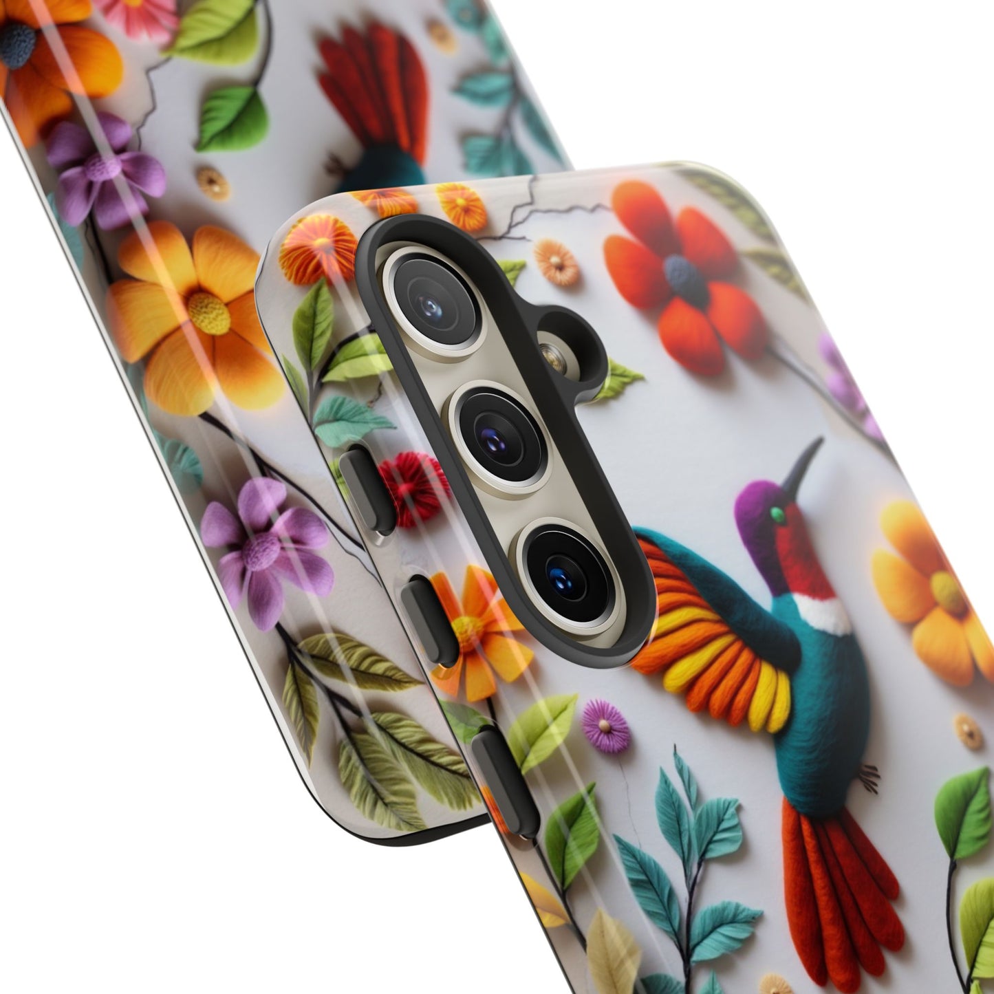 Embroidered Hummingbird with Floral Design | Nature's Elegant Stitch
