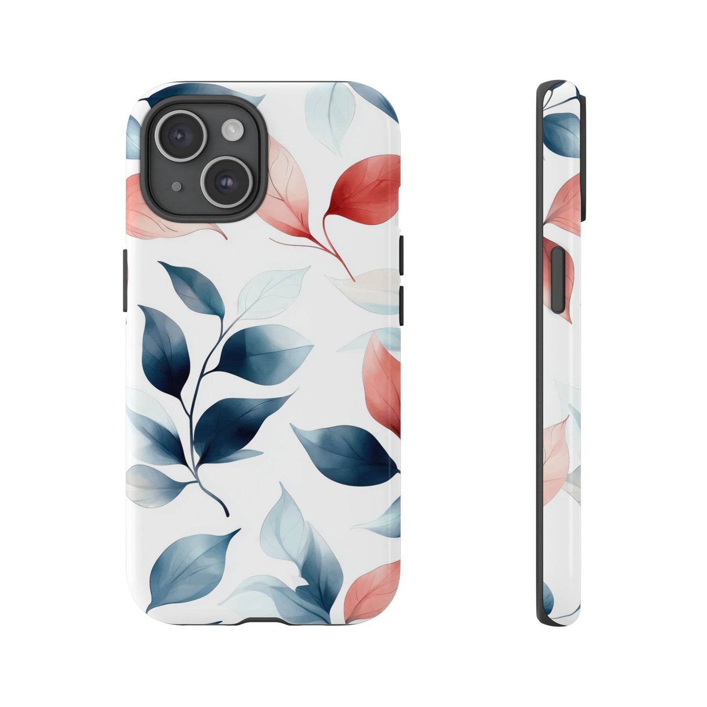 Blush & Blue Botanical Leaves Phone Case | Soft Nature-Inspired Design for iPhone, Pixel & Samsung
