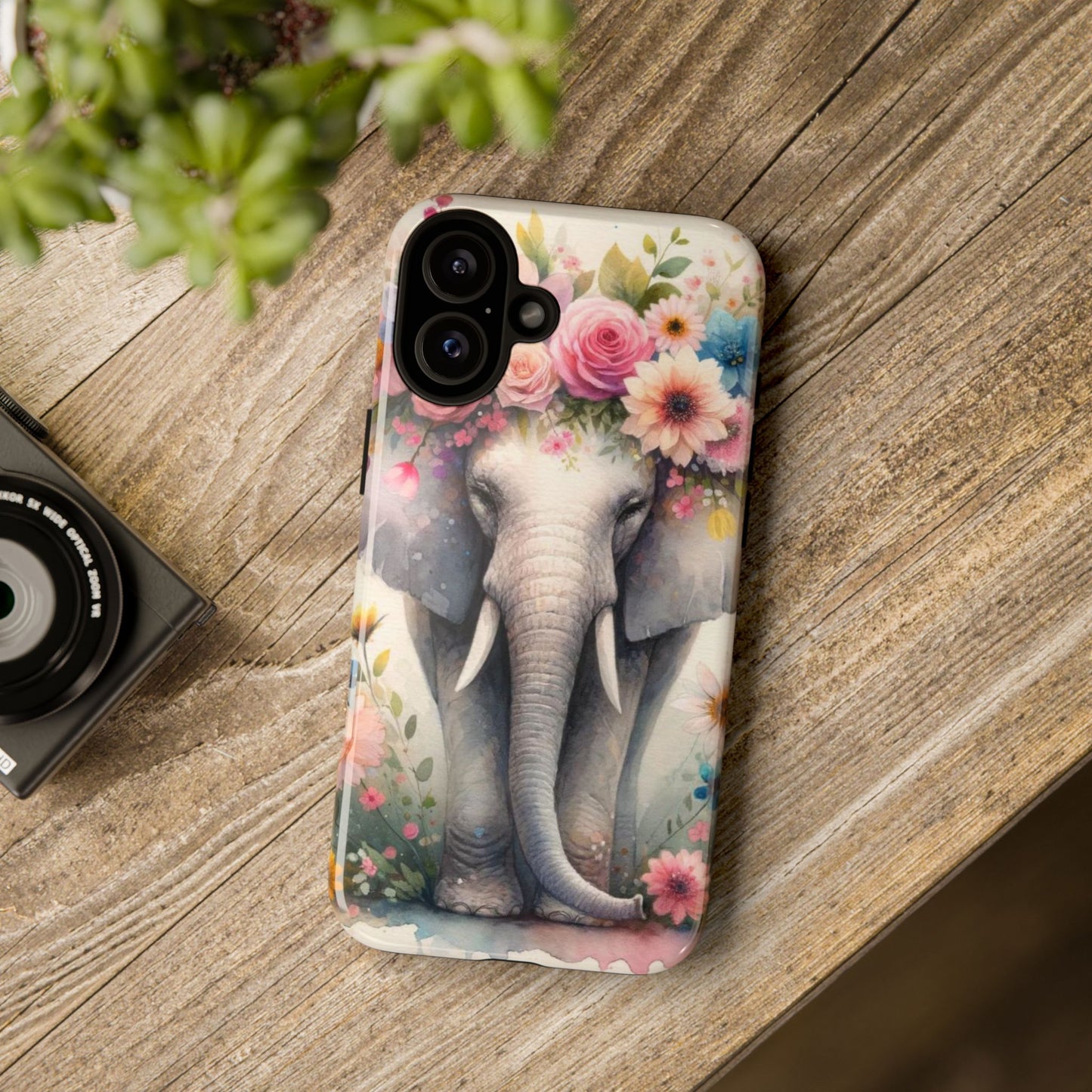 Watercolor Floral Elephant Mobile Cover – Dreamy Artistic Design