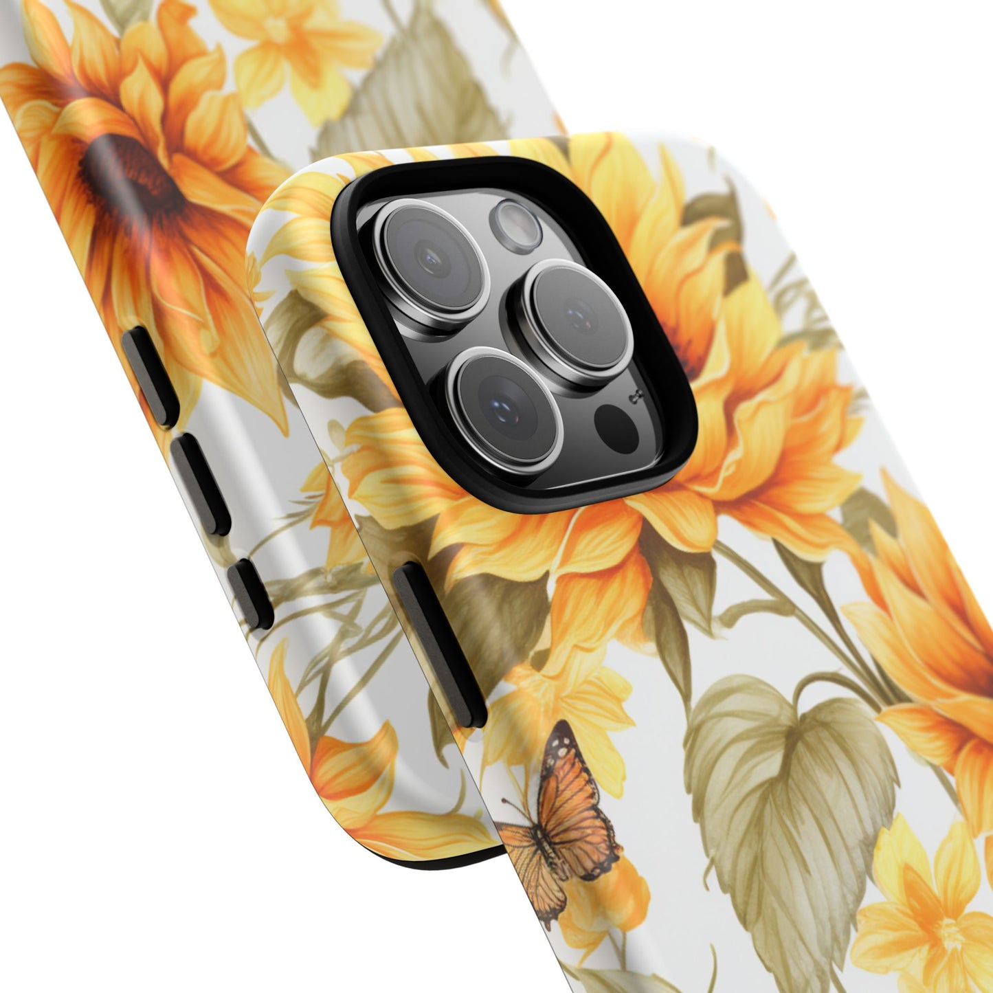 Golden Sunflower & Butterfly Phone Case – Warm & Elegant