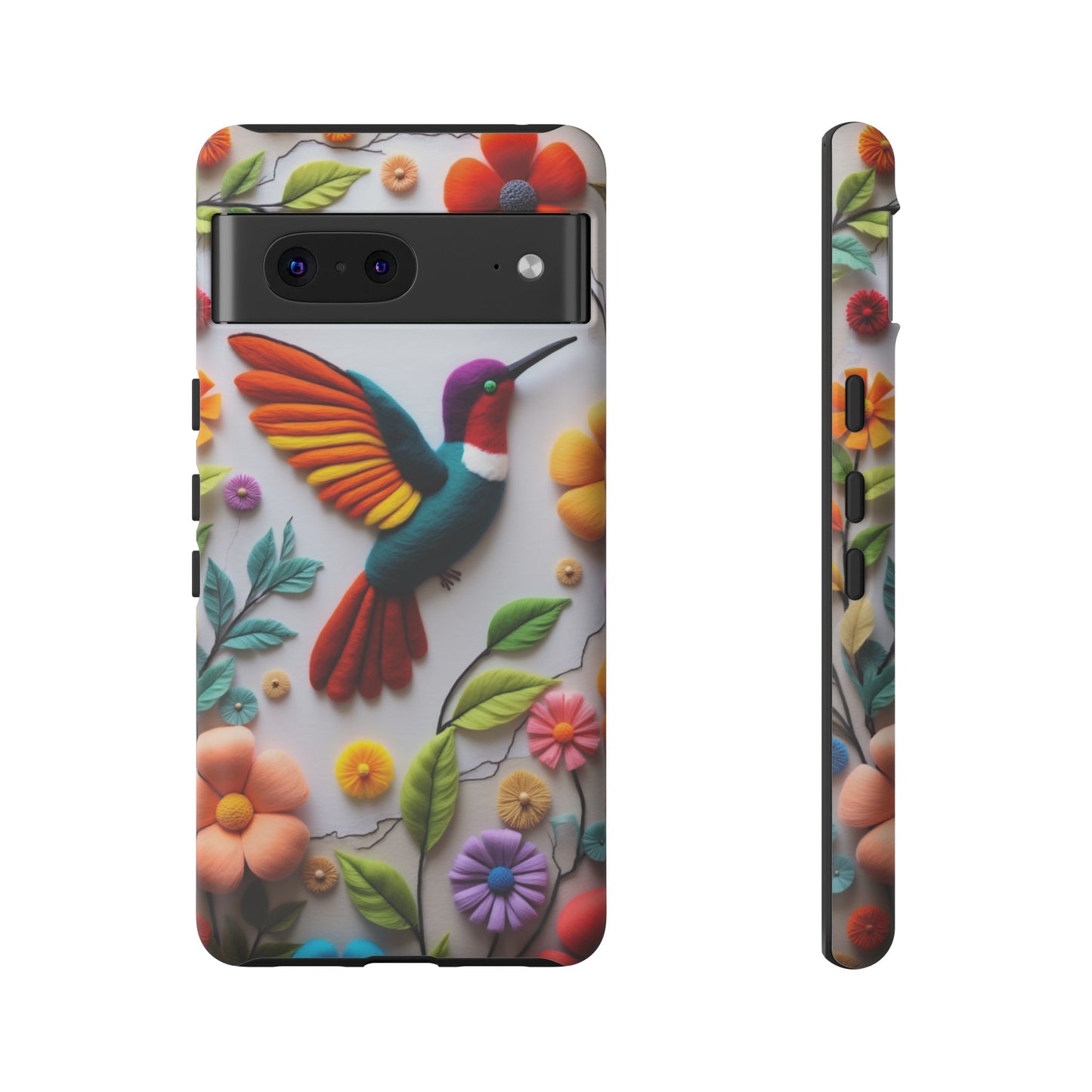 Embroidered Hummingbird with Floral Design | Nature's Elegant Stitch | iPhone 16 Pro