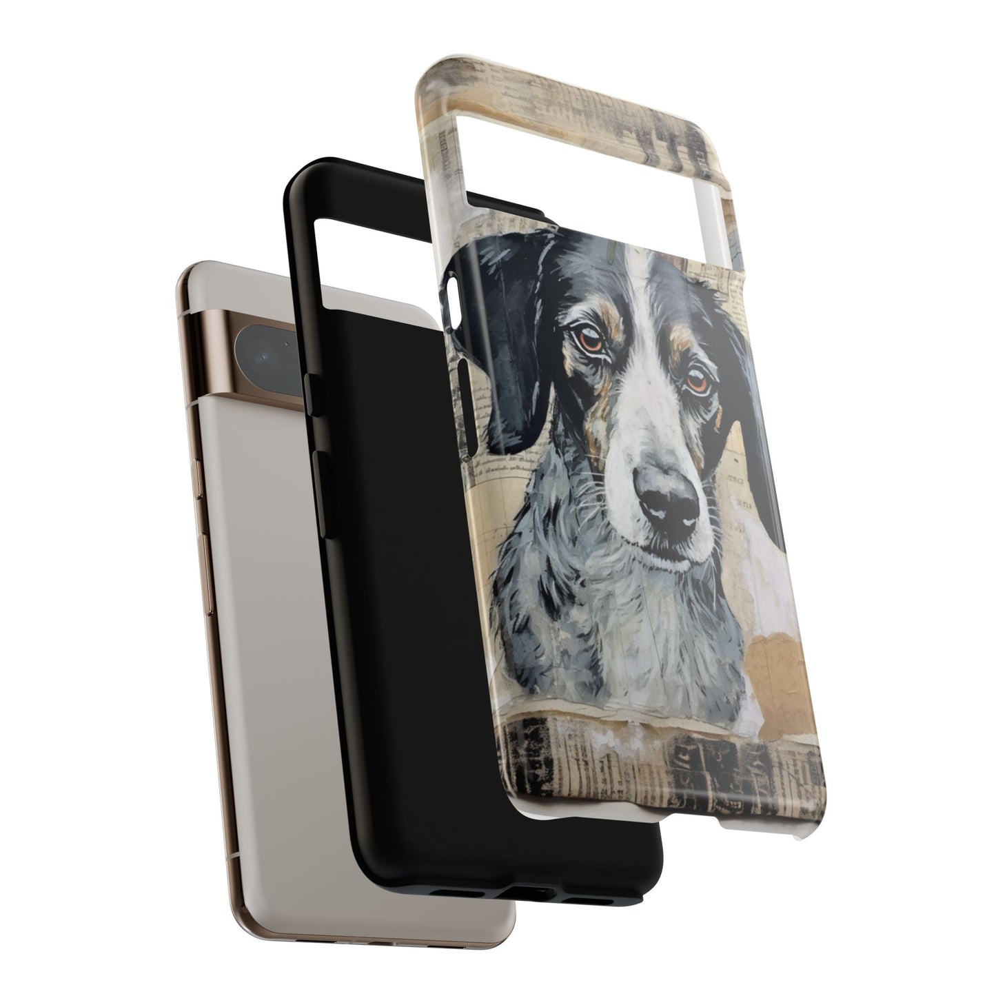 Personalized Rustic Dog Portrait – Vintage Collage Art Style