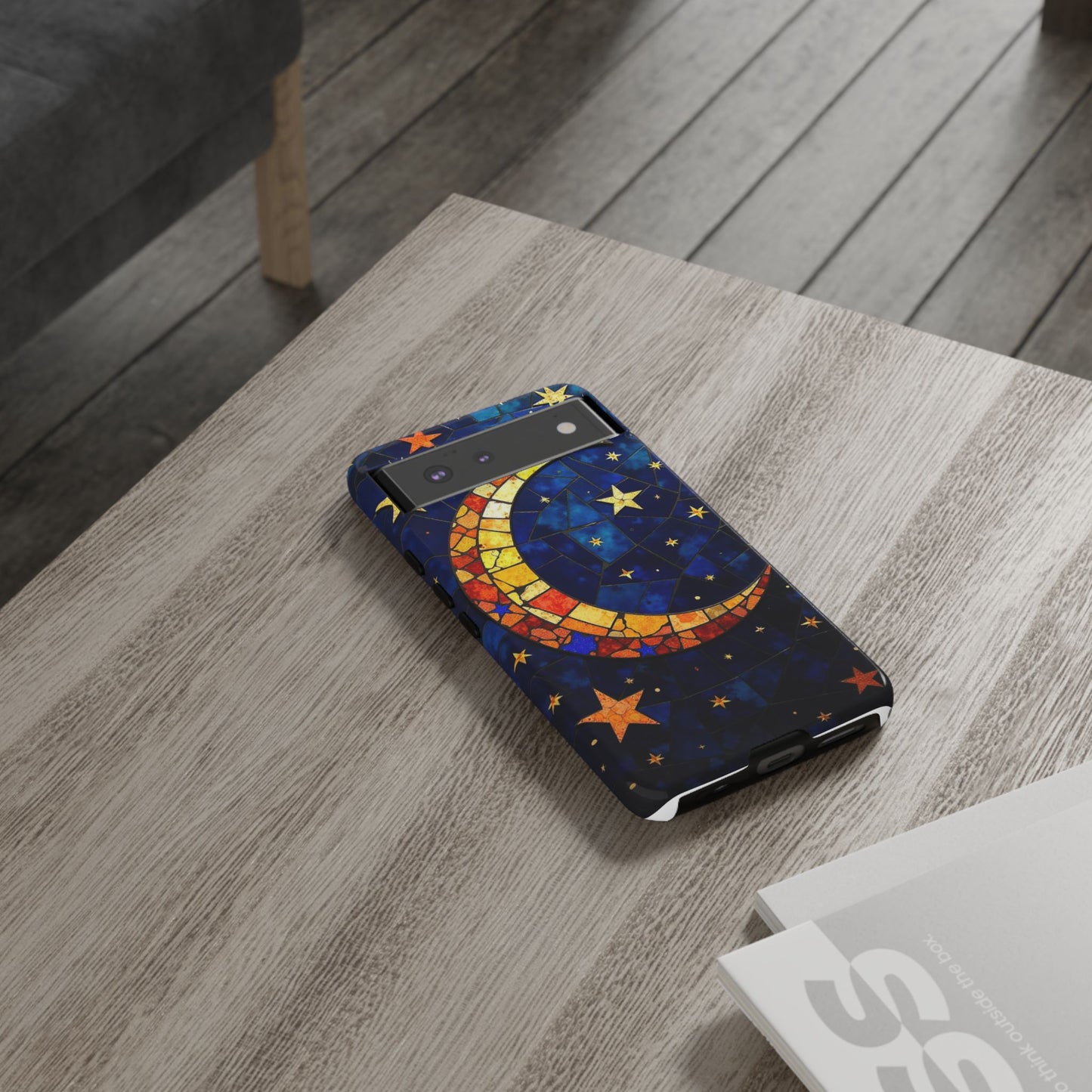 Celestial Crescent: Vibrant Moon and Stars Phone Case