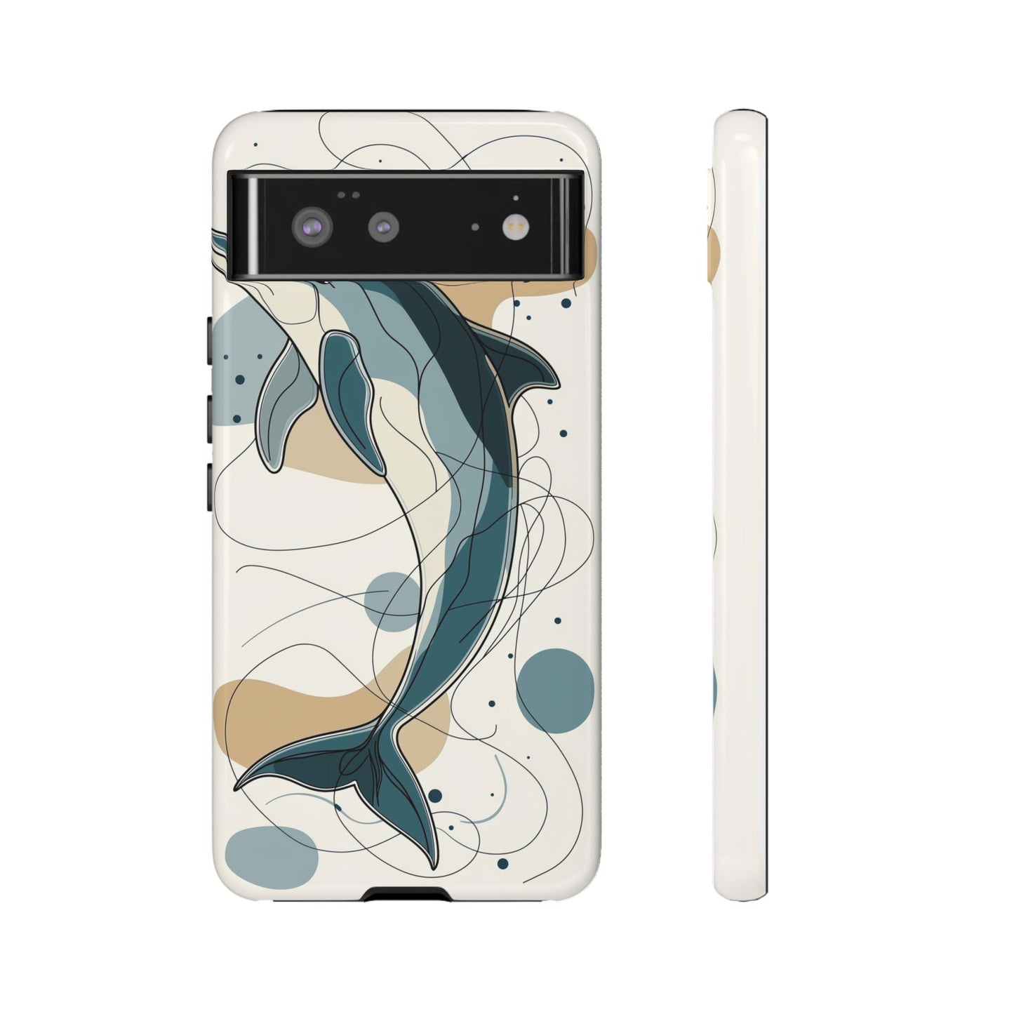 Ocean Whimsy: Abstract Dolphin Splash Phone Case for iPhone, Samsung & Pixel