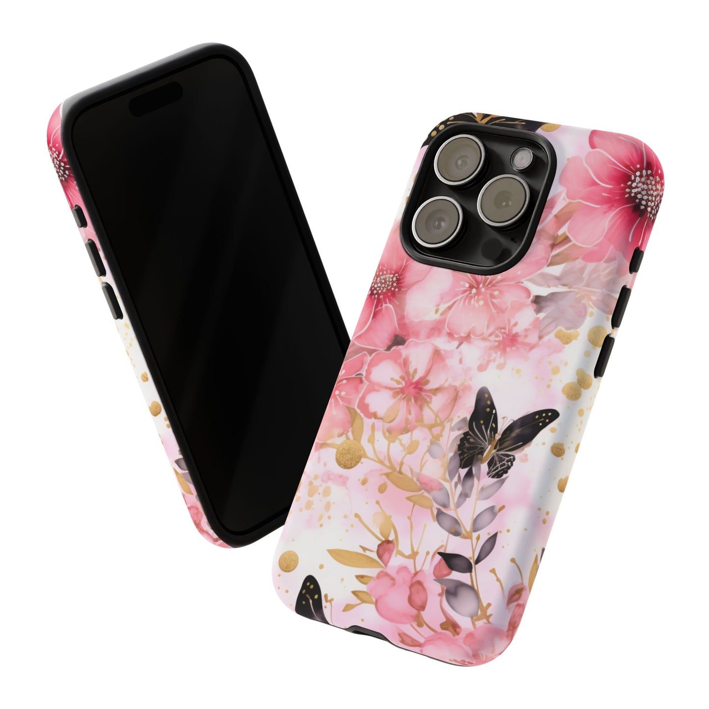 Pink Blossom & Gold Butterfly Mobile Case