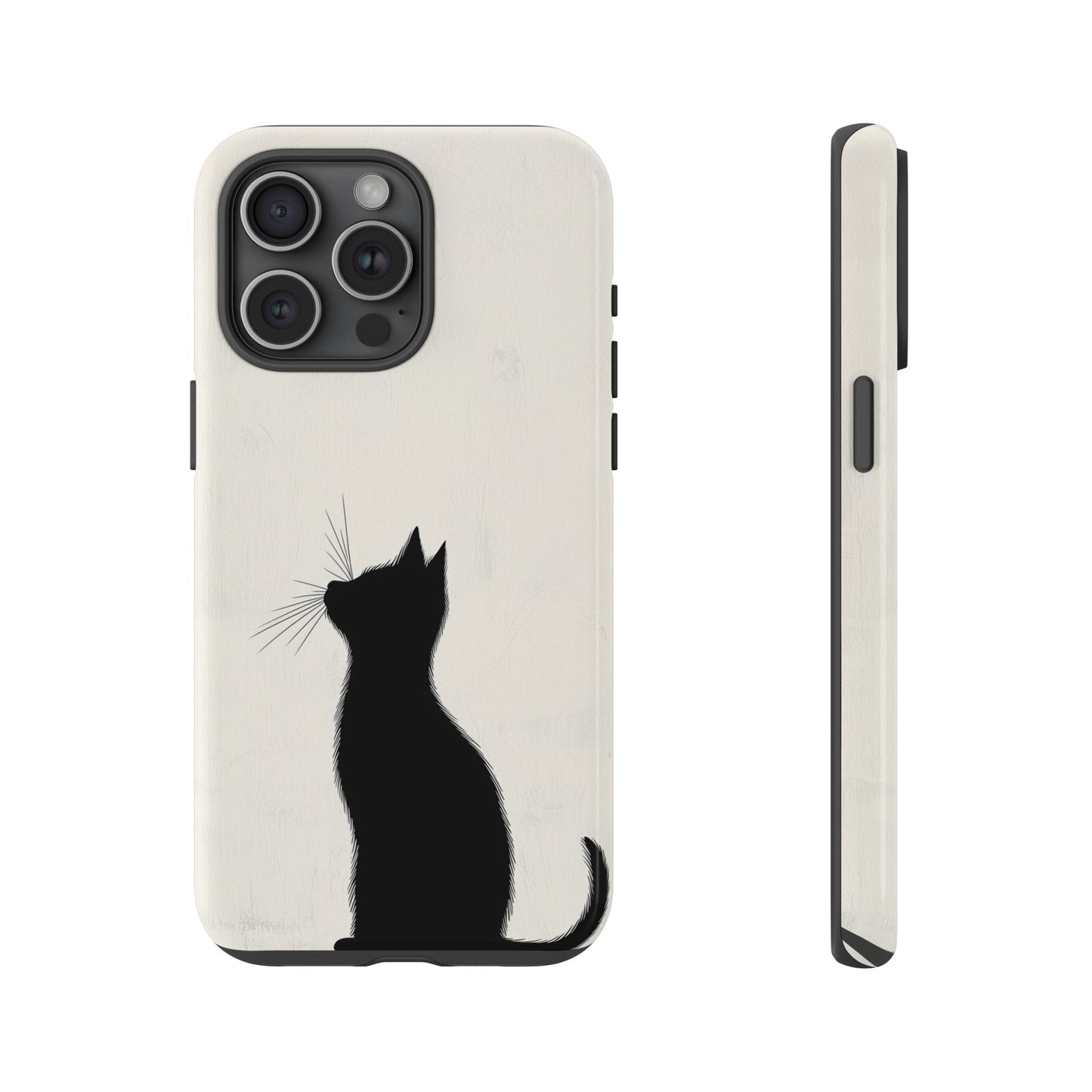 Silent Gaze: Minimalist Black Cat Phone Case for iPhone, Samsung & Pixel