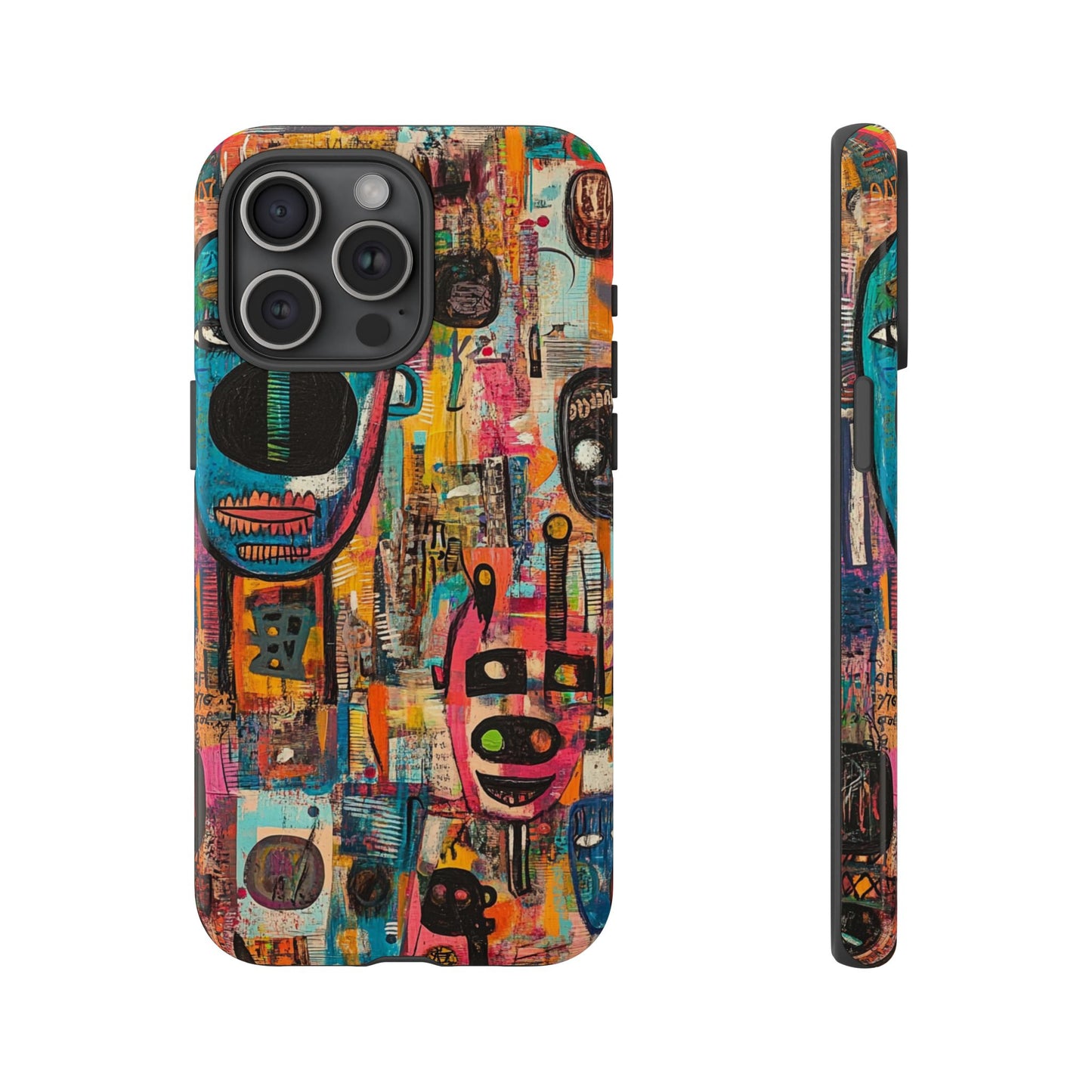 Abstract Basquiat Phone Case – Artistic Phone Protector – Bold, Graffiti-Inspired Street Art Cover - iPhone, Samsung & Google Pixel Cover - Artistic Painting Case, Art Lover Gift