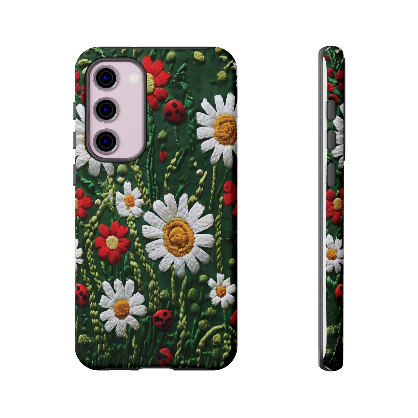 Knitted Pattern With Diamonds And Festive Motifs On Navy phone case design.