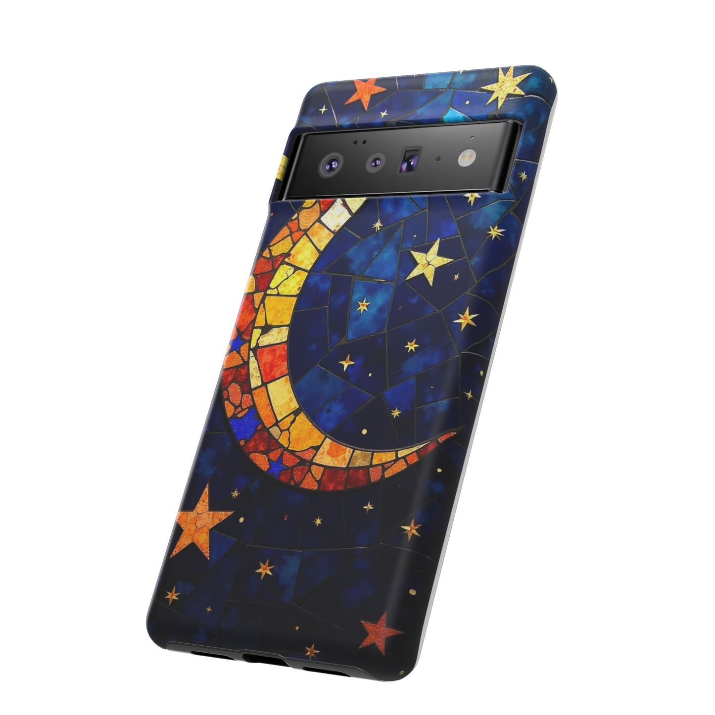 Celestial Crescent: Vibrant Moon and Stars Phone Case