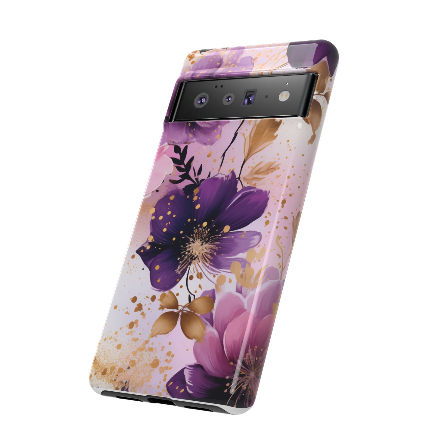 Luxury Purple & Gold Floral Aesthetic Mobile Case