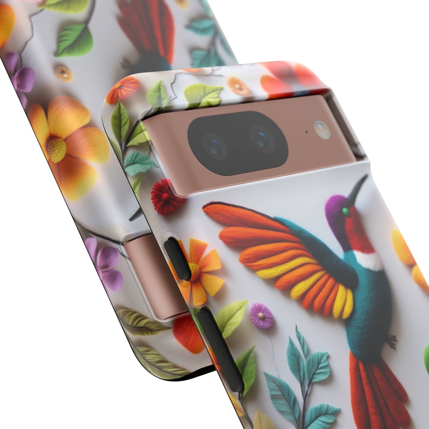 Embroidered Hummingbird with Floral Design | Nature's Elegant Stitch | iPhone 16 Pro