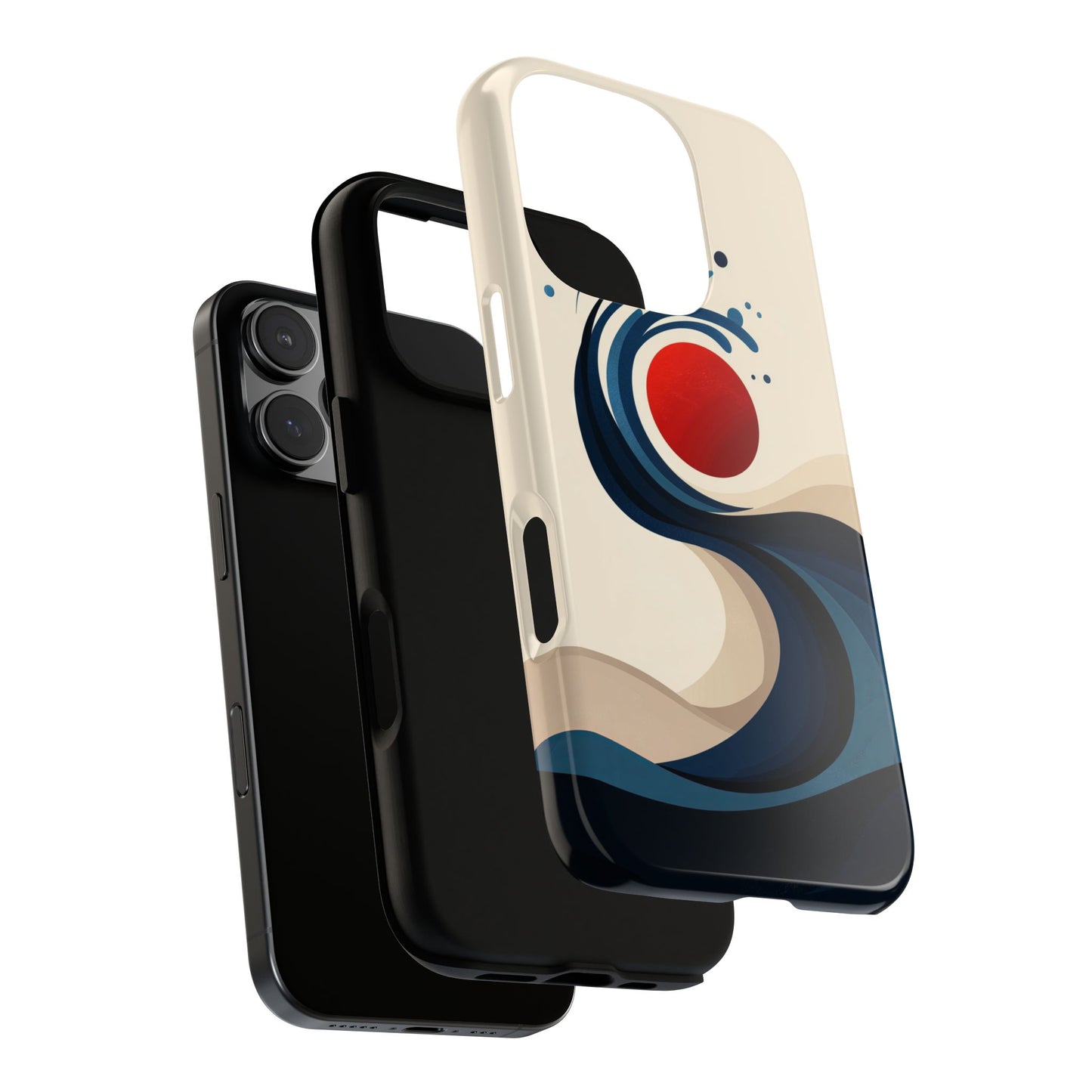 Red Sun Wave – Minimalist Abstract Ocean Case for iPhone, Google Pixel, Samsung