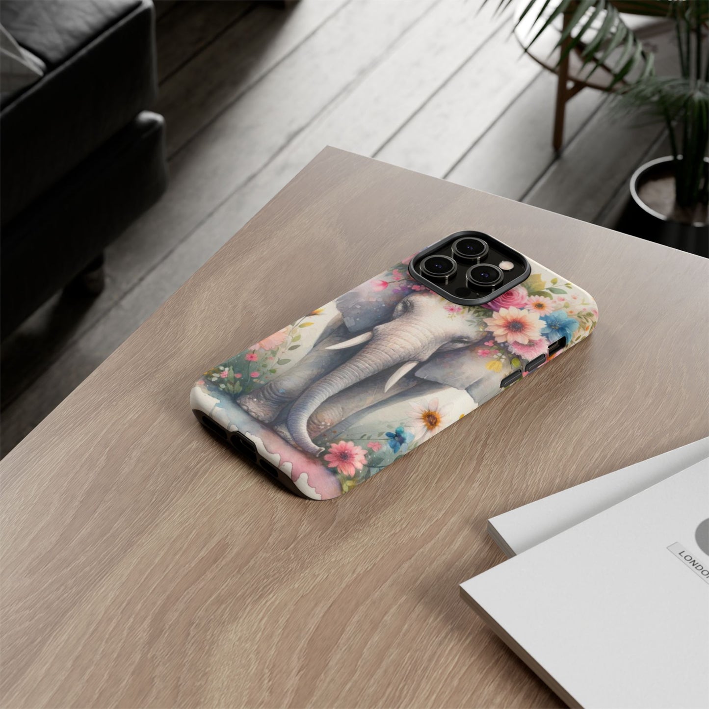 Watercolor Floral Elephant Mobile Cover – Dreamy Artistic Design