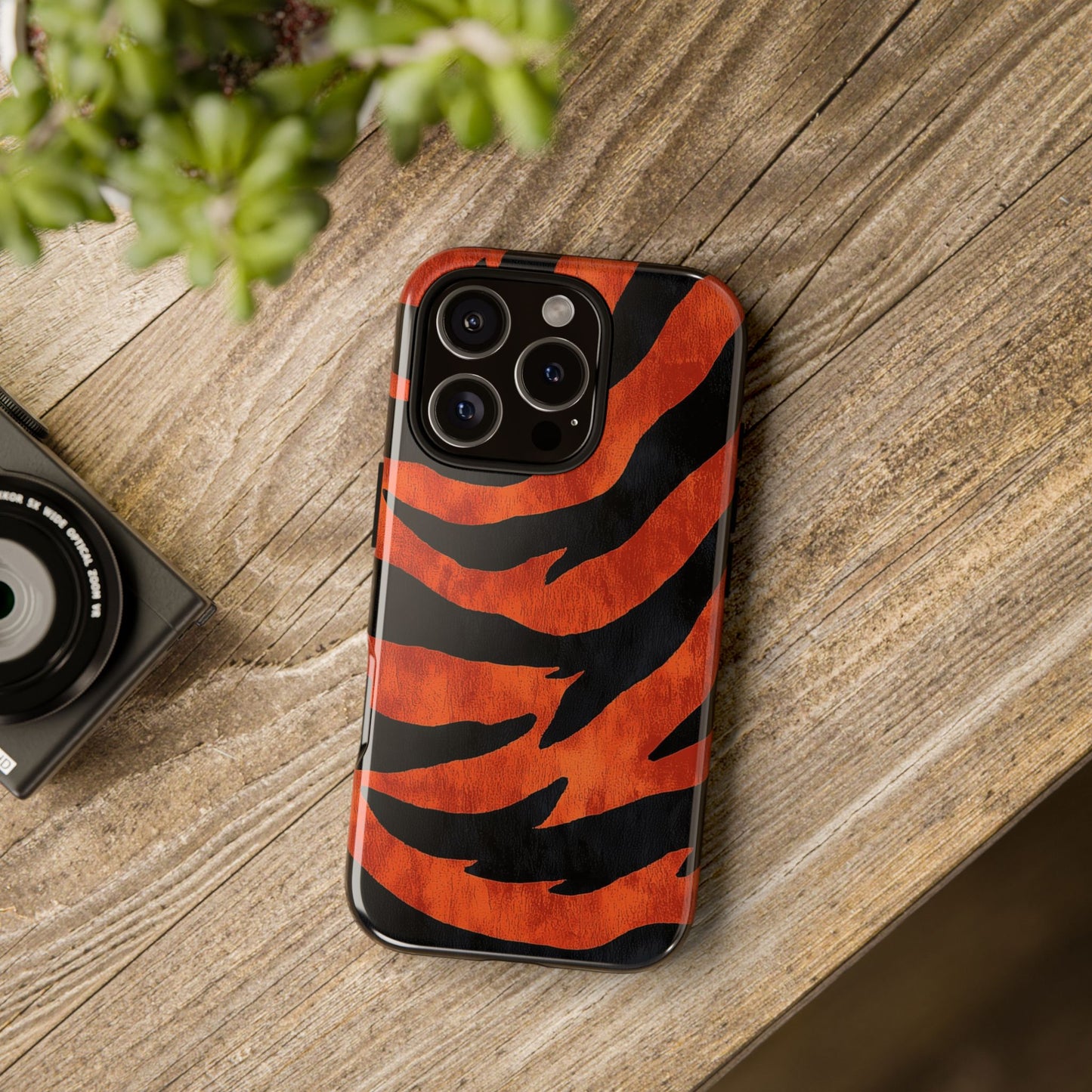 Fiery Orange & Black Tiger Stripes Phone Case for iPhone, Samsung & Google Pixel