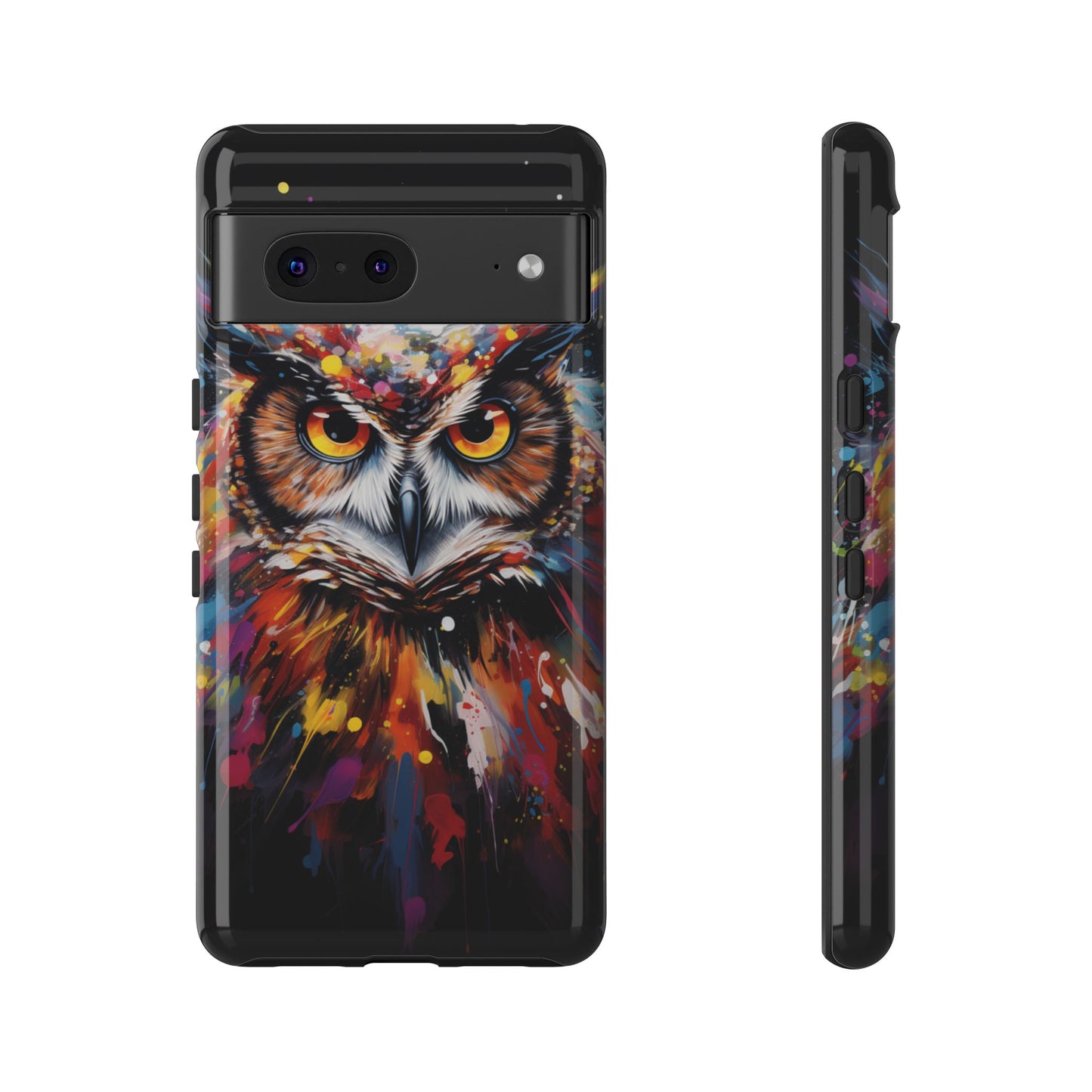 Colorful Owl Print Phone Case - iPhone, Samsung & Google Pixel Cover - Artistic Phone Case, Bird Lover Gift