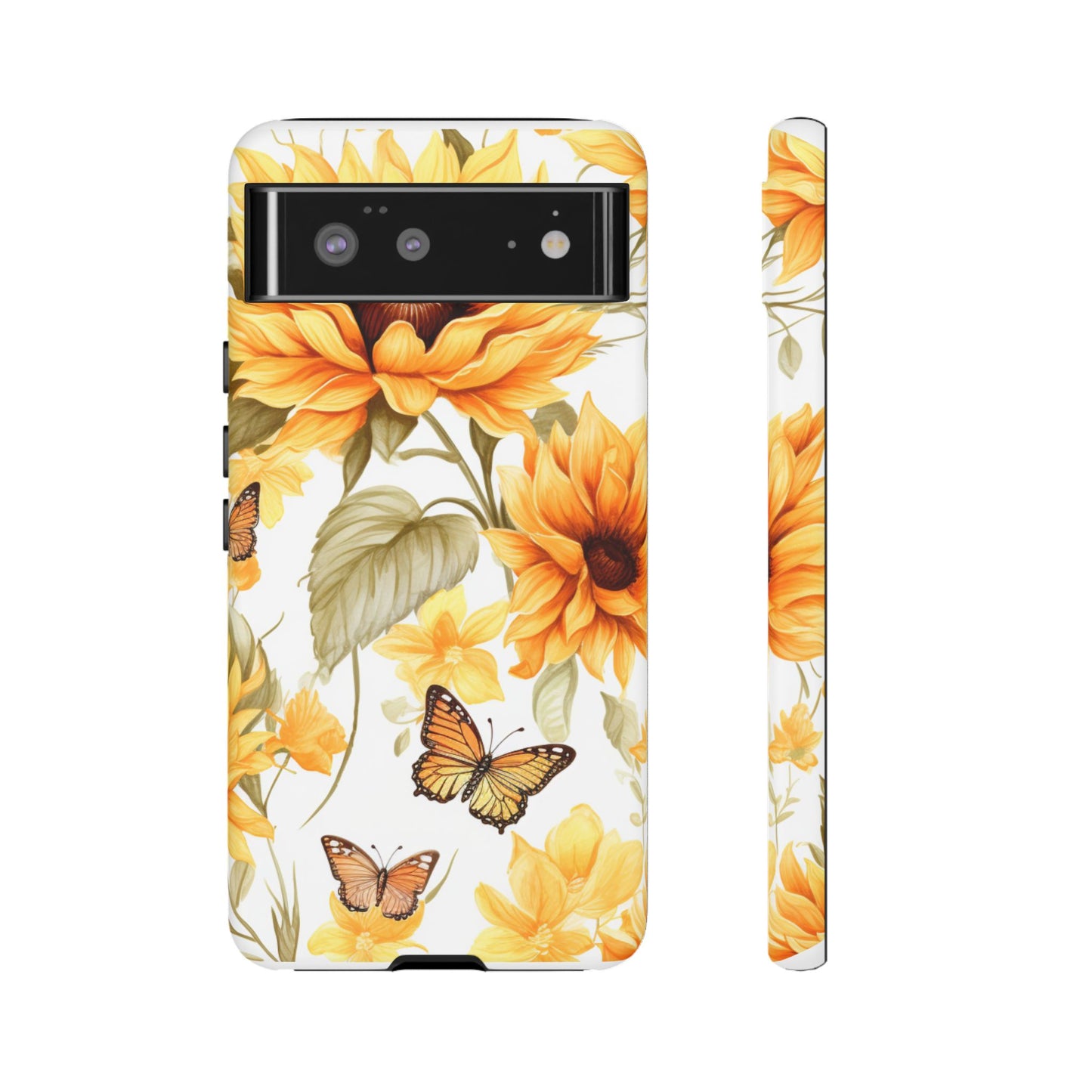 Golden Sunflower & Butterfly Phone Case – Warm & Elegant