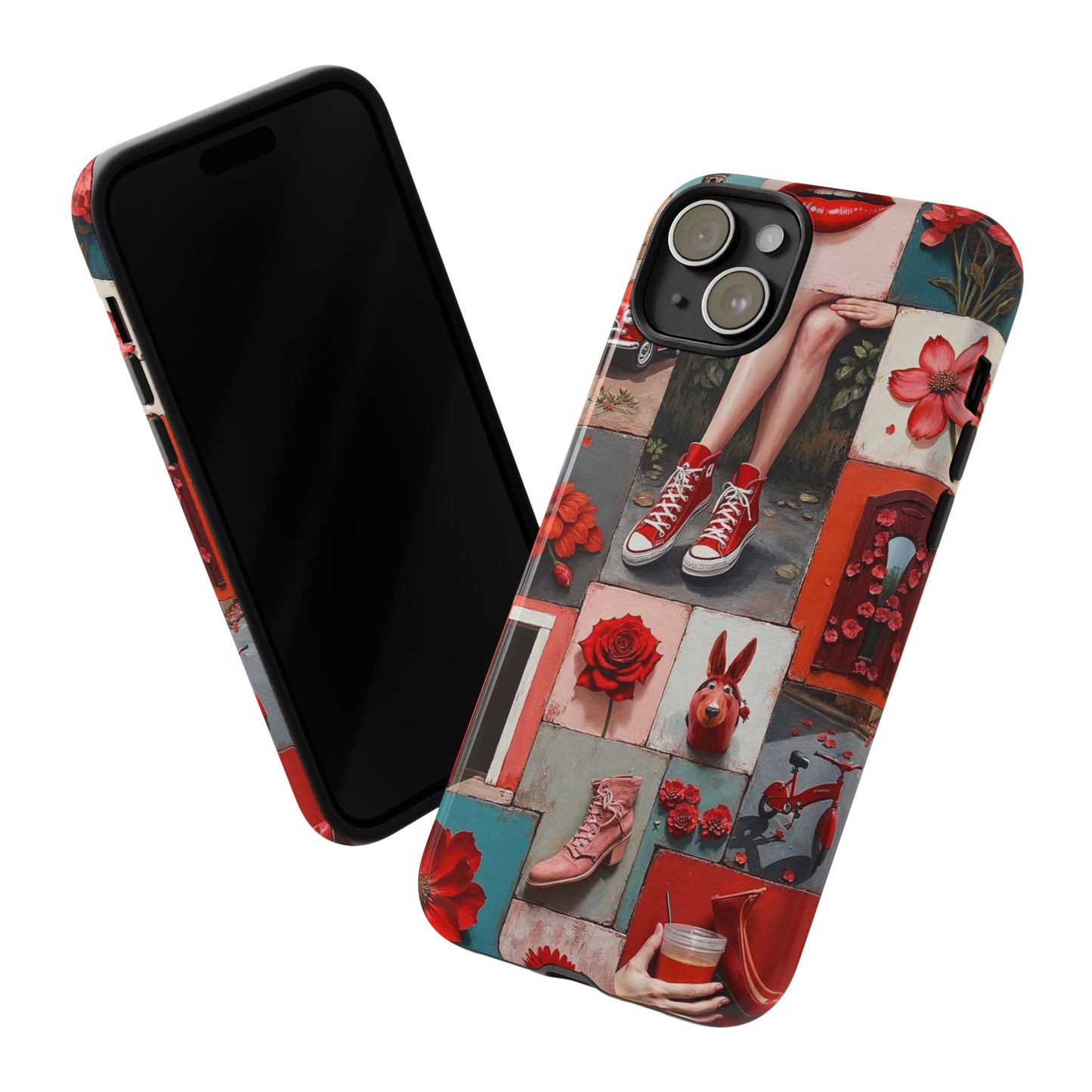 Red Sneakers & Roses Collage Phone Case