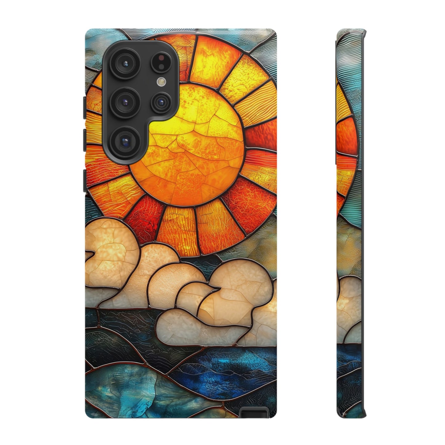 Modern Stained Glass Phone Case – Warm Tones & Abstract Landscape for iPhone, Samsung & Pixel