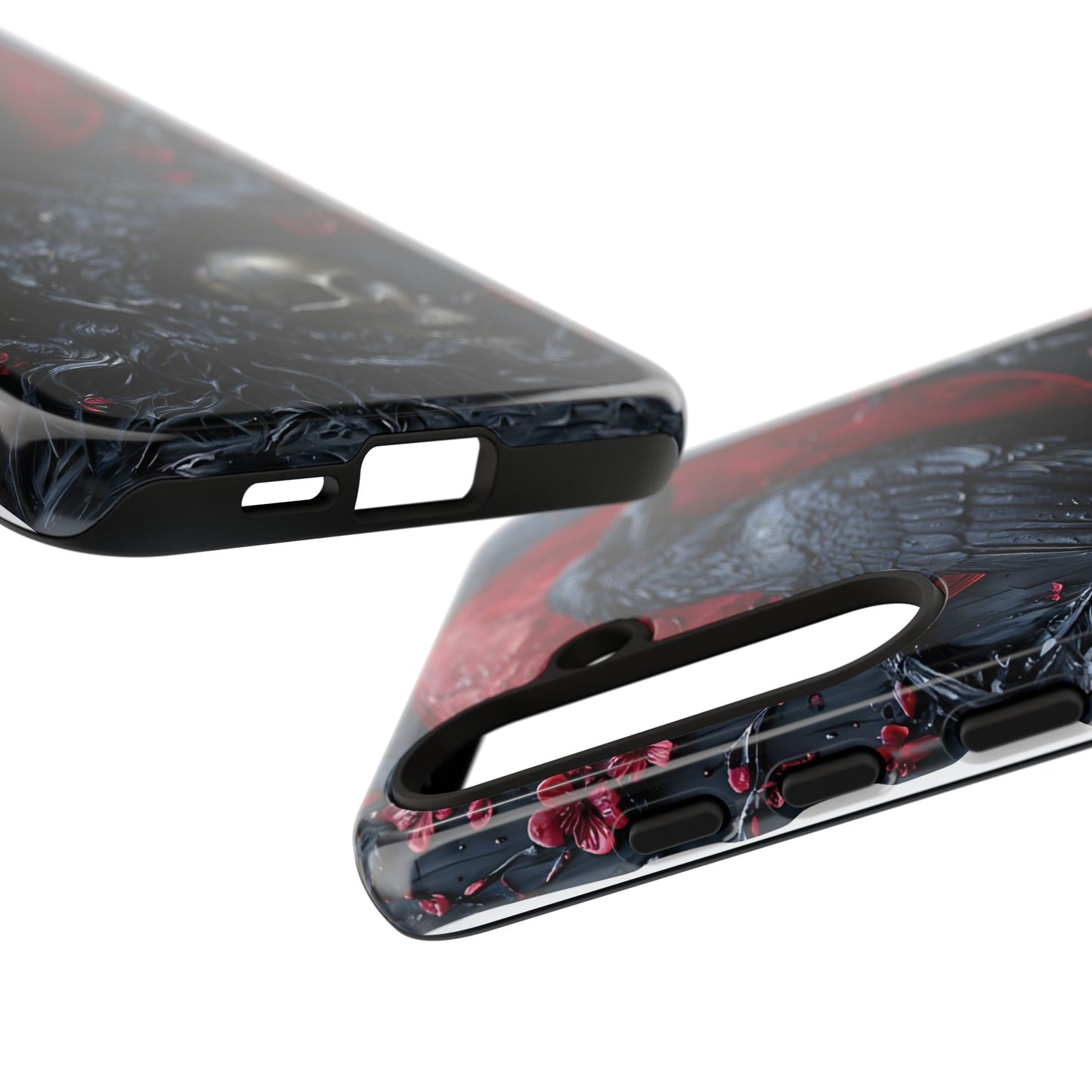 Gothic Sculpture Of Raven On Charcoal Tree Branch phone case design